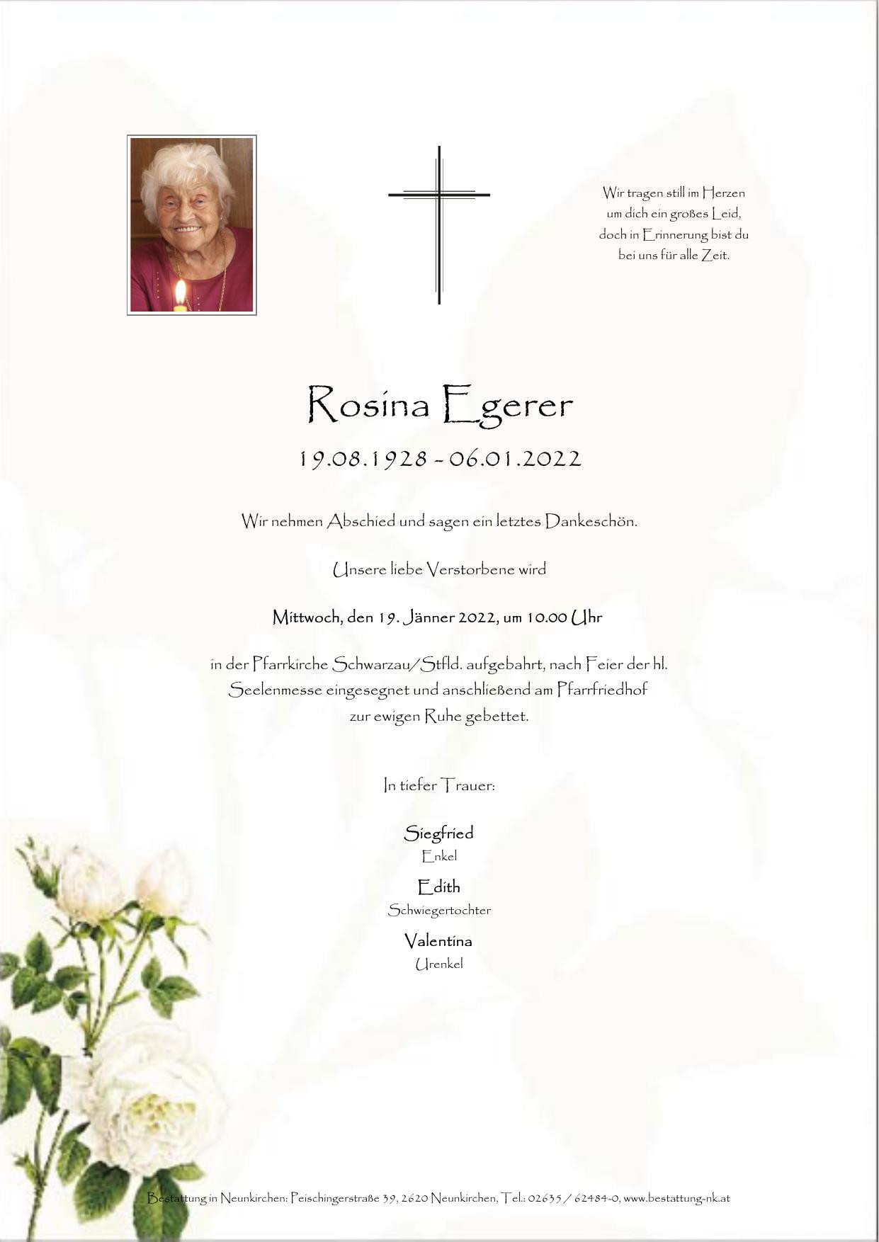 Traueranzeige von Rosina Egerer