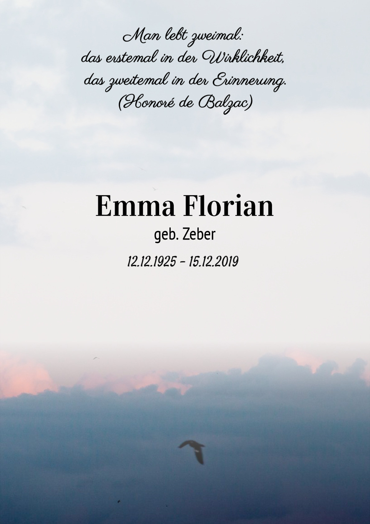 Traueranzeige von Emma Florian