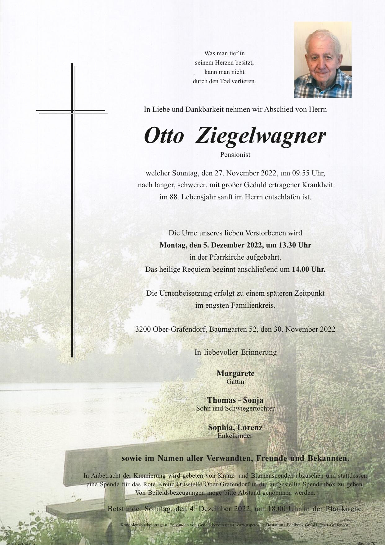 Traueranzeige von Otto Ziegelwagner