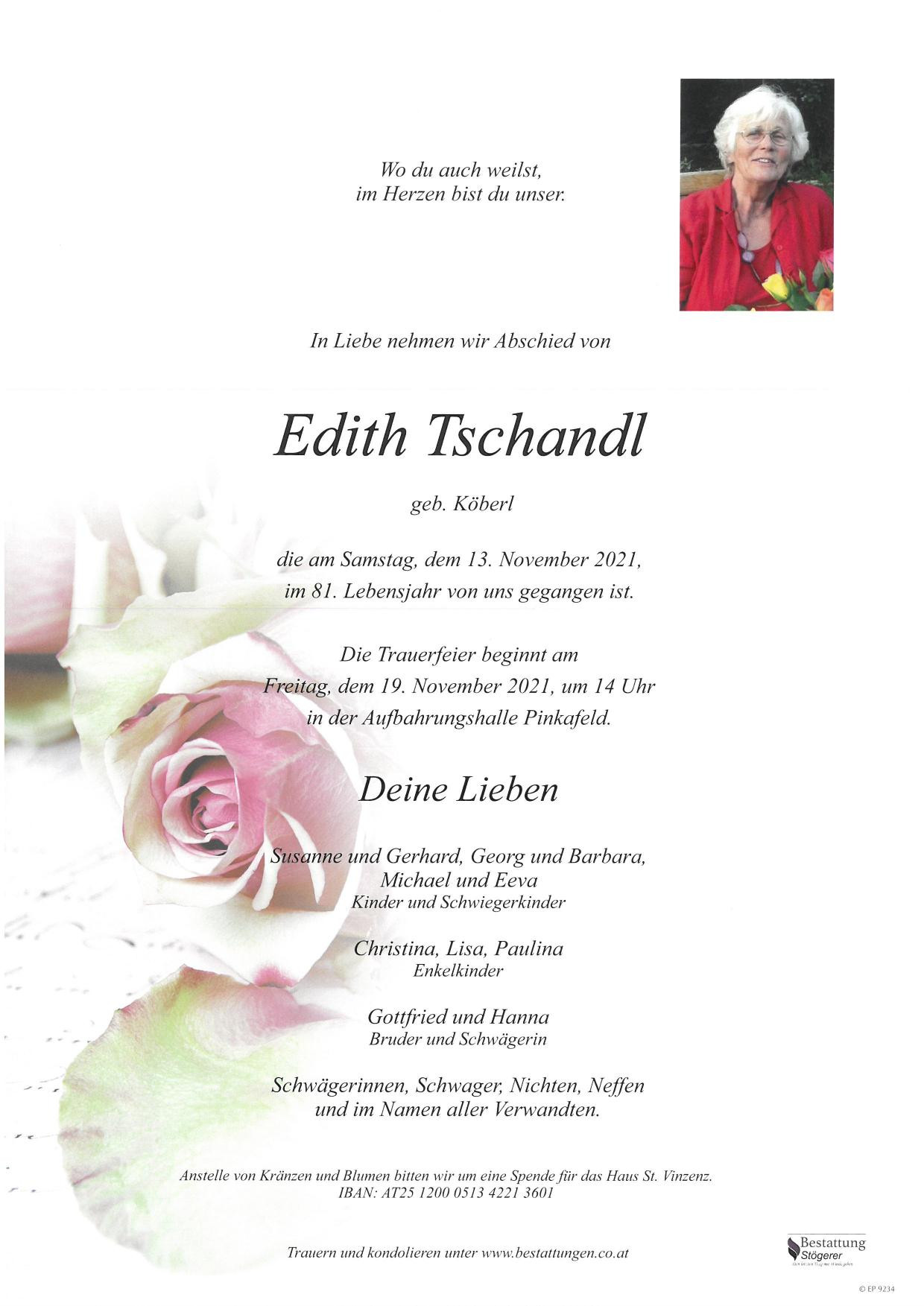 Traueranzeige von Edith Tschandl