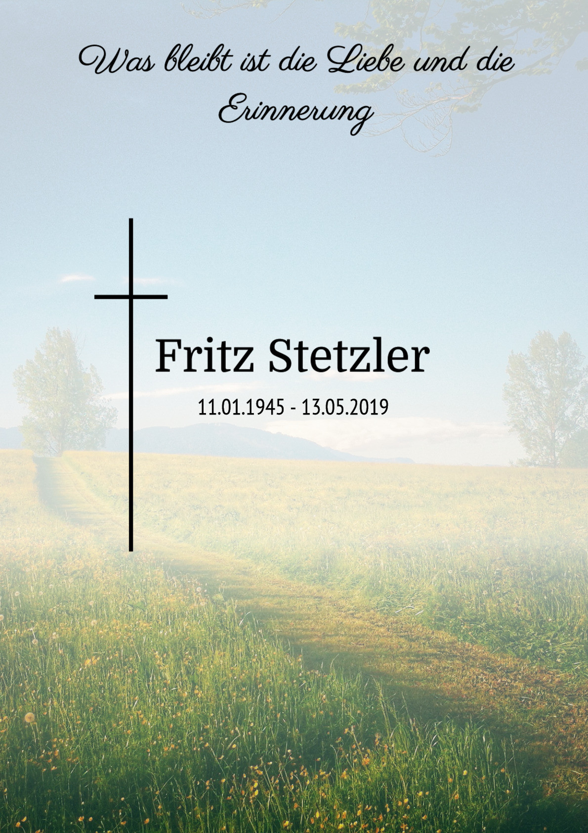 Traueranzeige von Fritz Stetzler
