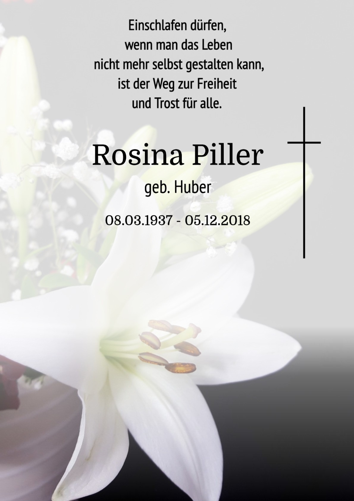Traueranzeige von Rosina Piller