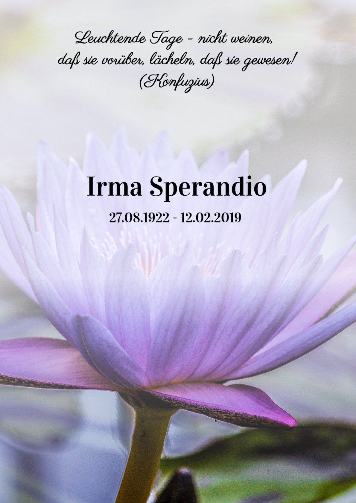 Traueranzeige von Irma Sperandio
