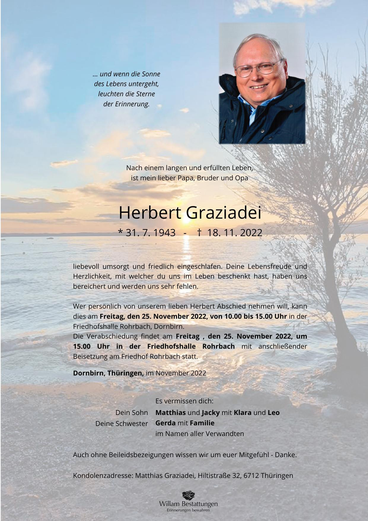 Traueranzeige von Herbert Graziadei