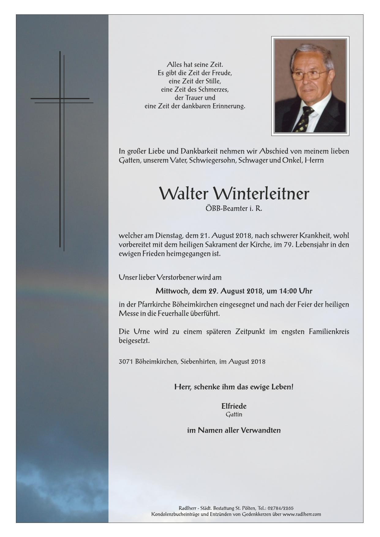 Traueranzeige von Walter Winterleitner