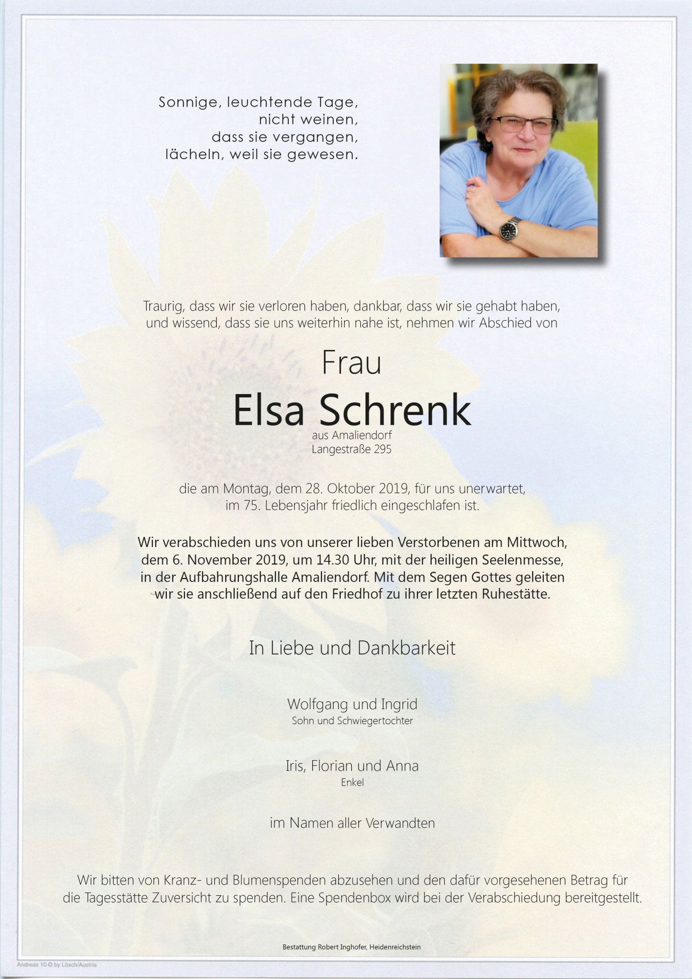 Traueranzeige von Elsa Schrenk