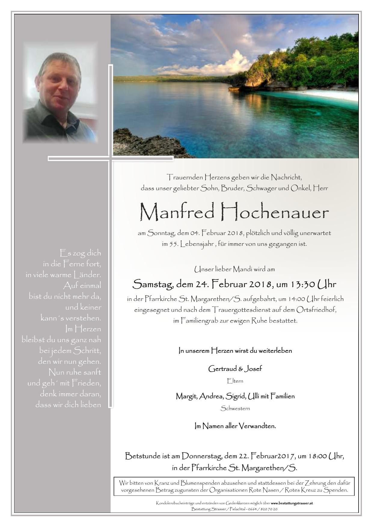 Traueranzeige von Manfred Hochenauer