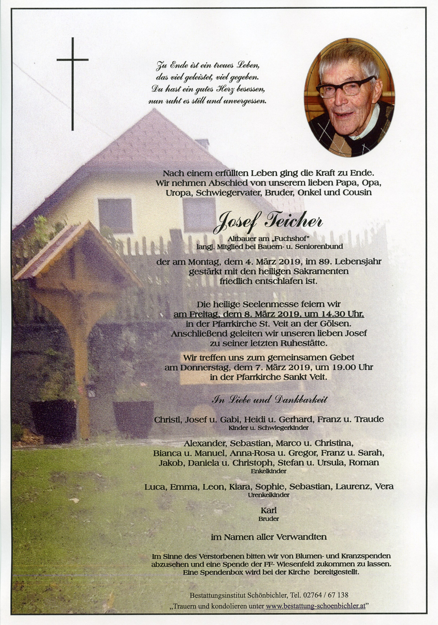 Traueranzeige von Josef Teicher