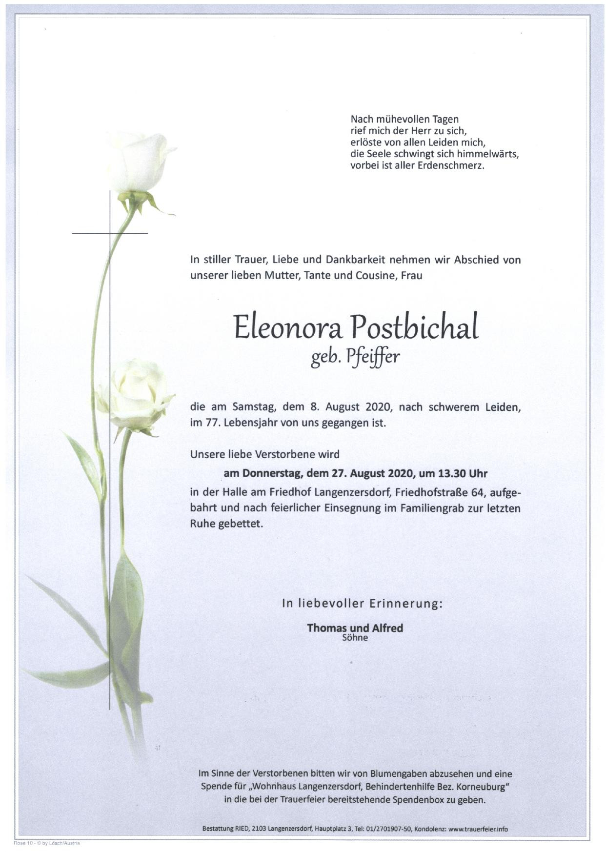 Traueranzeige von Eleonora Postbichal