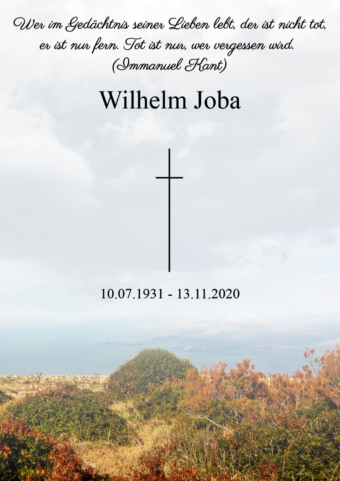 Traueranzeige von Wilhelm Joba