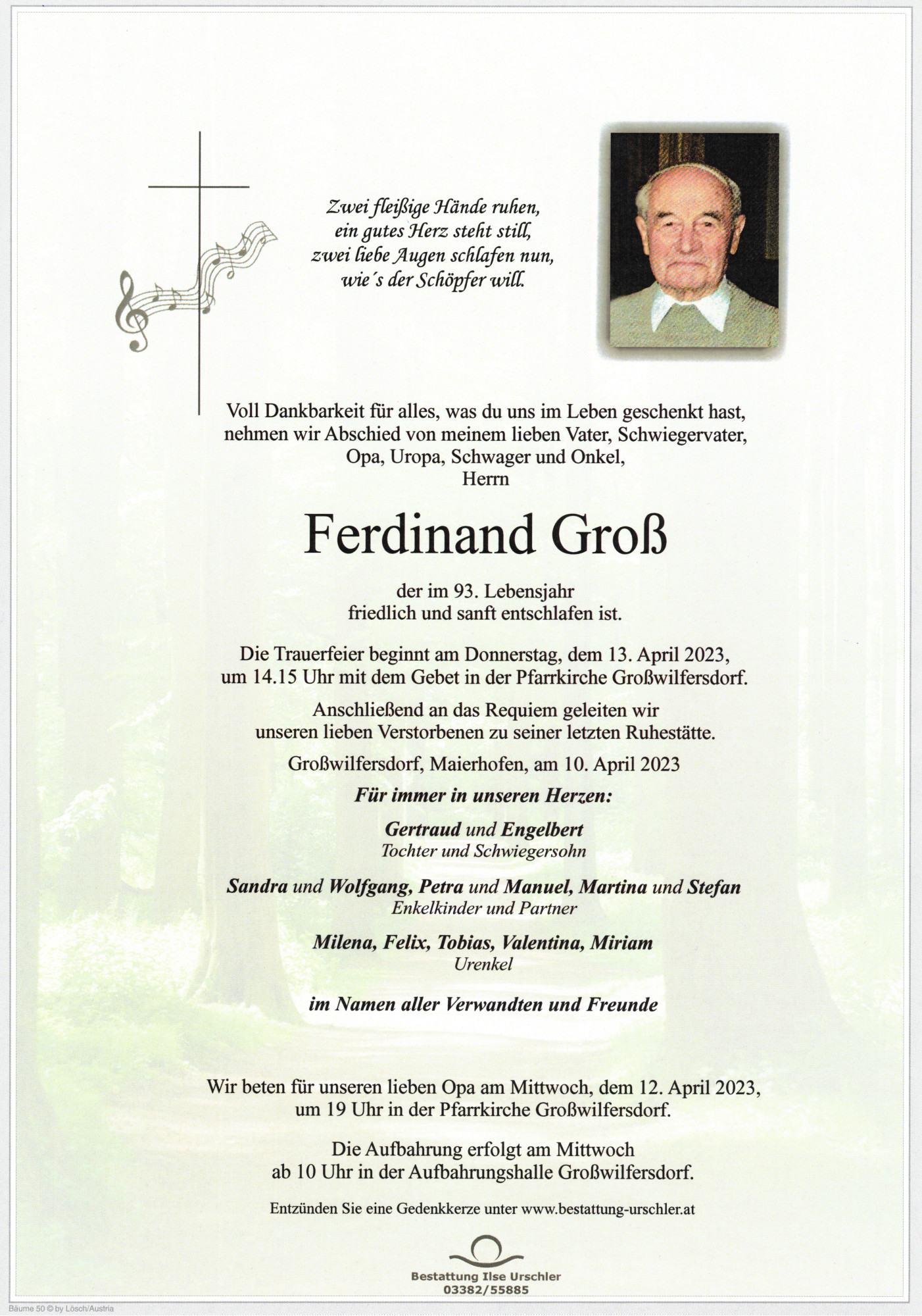 Traueranzeige von Ferdinand Groß