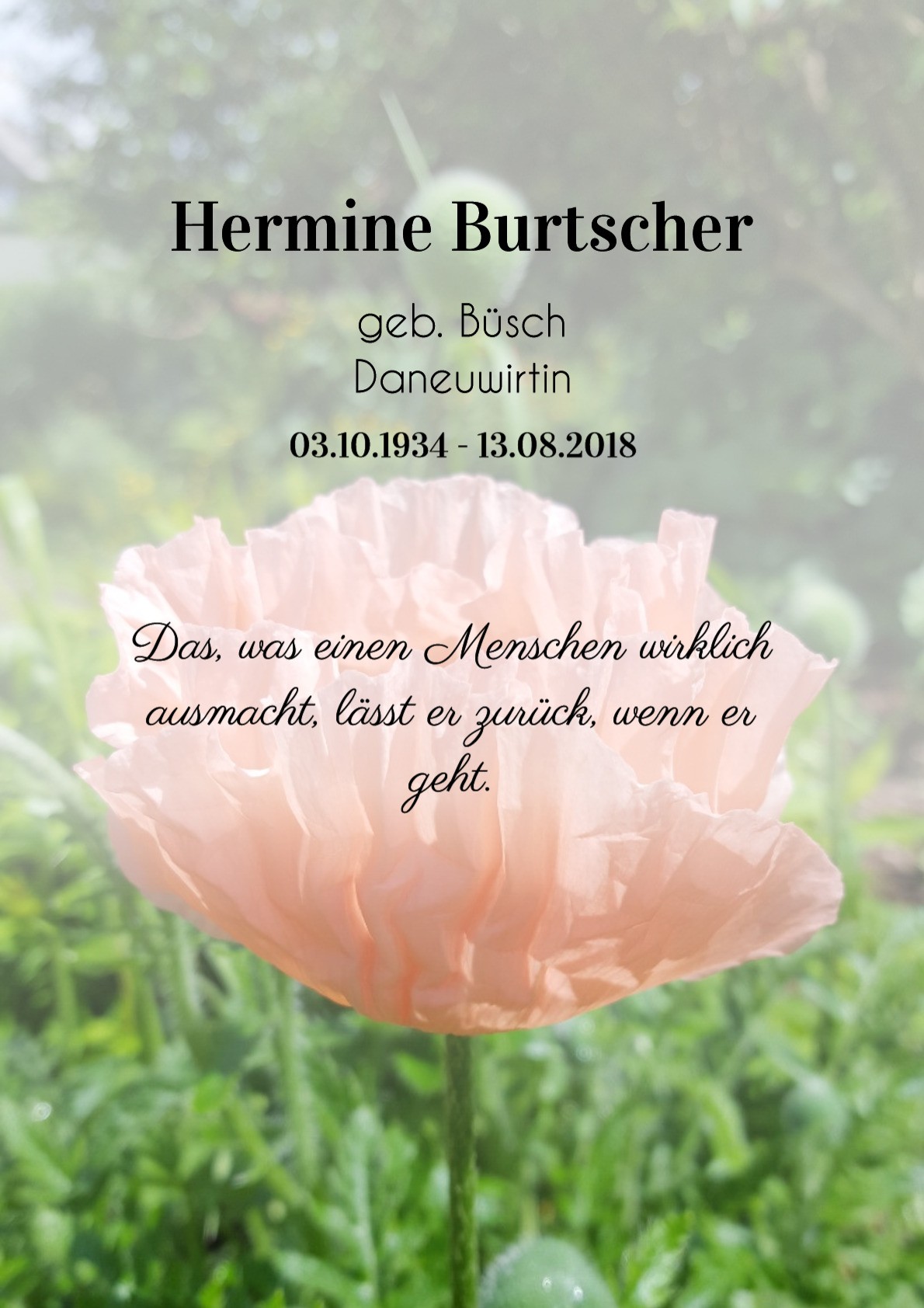 Traueranzeige von Hermine Burtscher