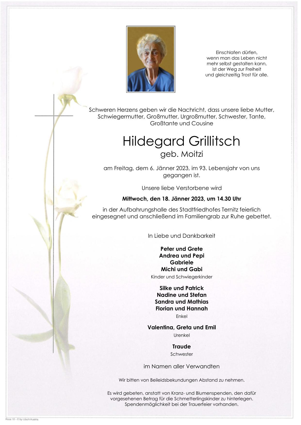 Traueranzeige von Hildegard Grillitsch