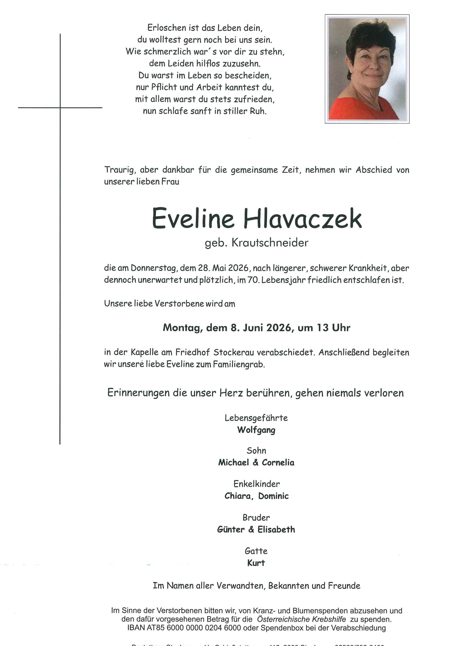 Traueranzeige von Eveline Hlavaczek
