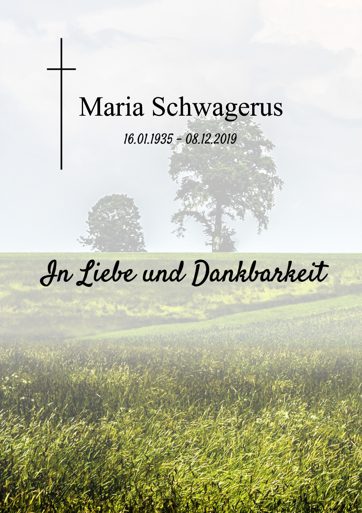 Traueranzeige von Maria Schwagerus