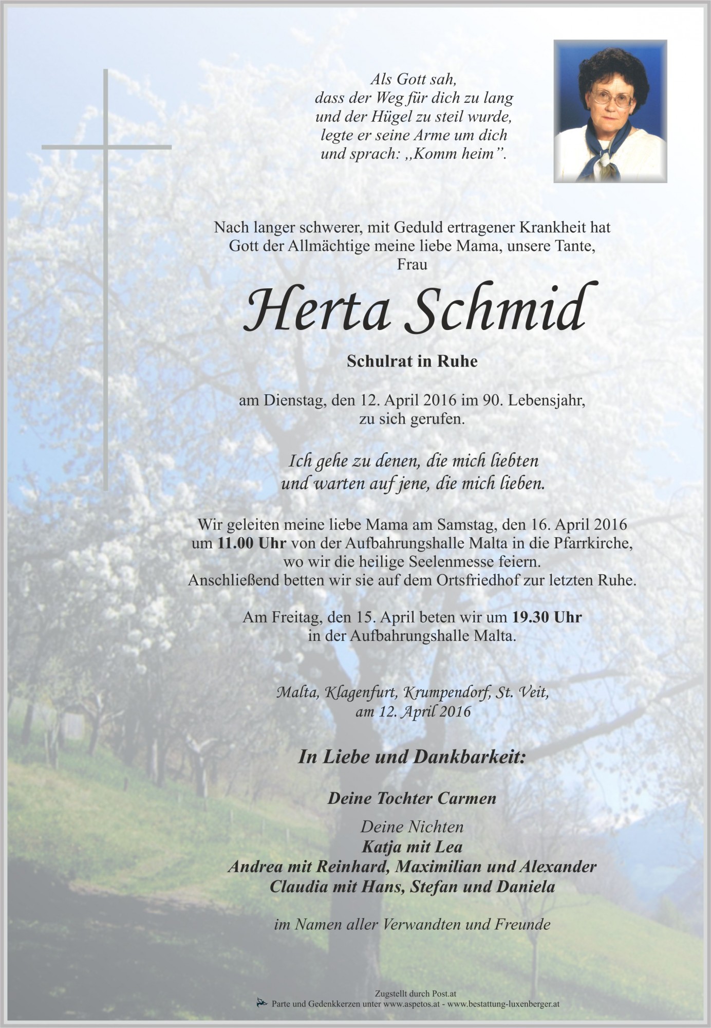 Traueranzeige von Herta Schmid