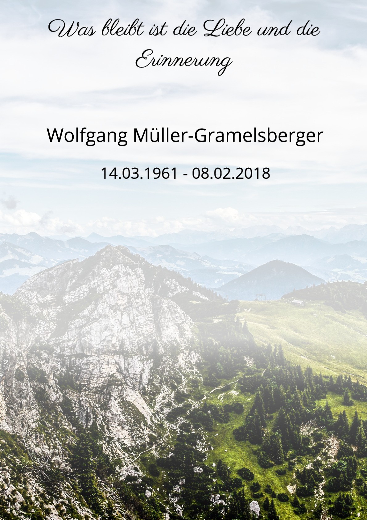 Traueranzeige von Wolfgang Müller-Gramelsberger