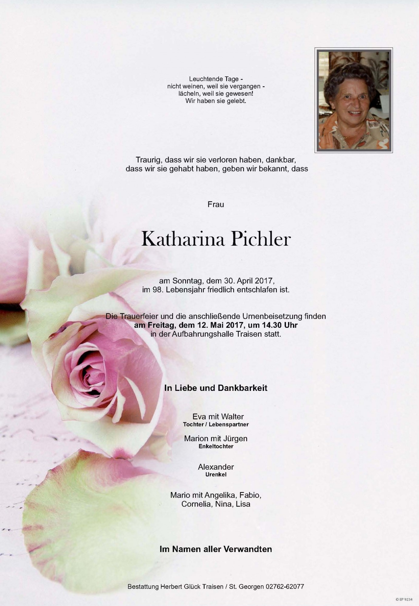 Traueranzeige von Katharina Pichler