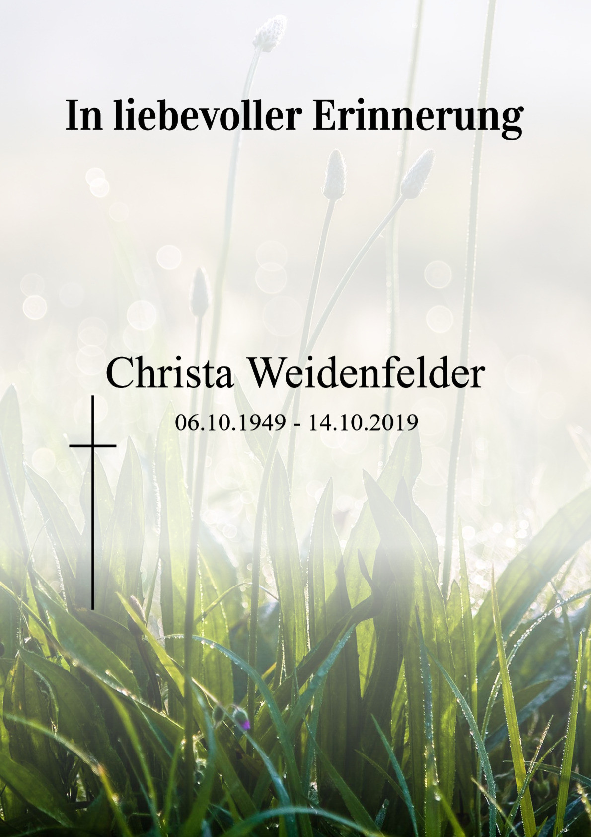 Traueranzeige von Christa Weidenfelder