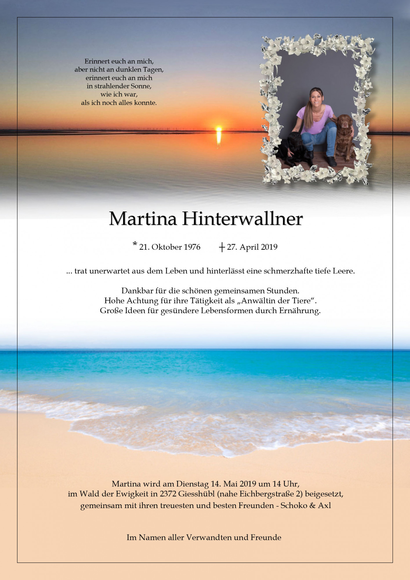 Traueranzeige von Martina Hinterwallner