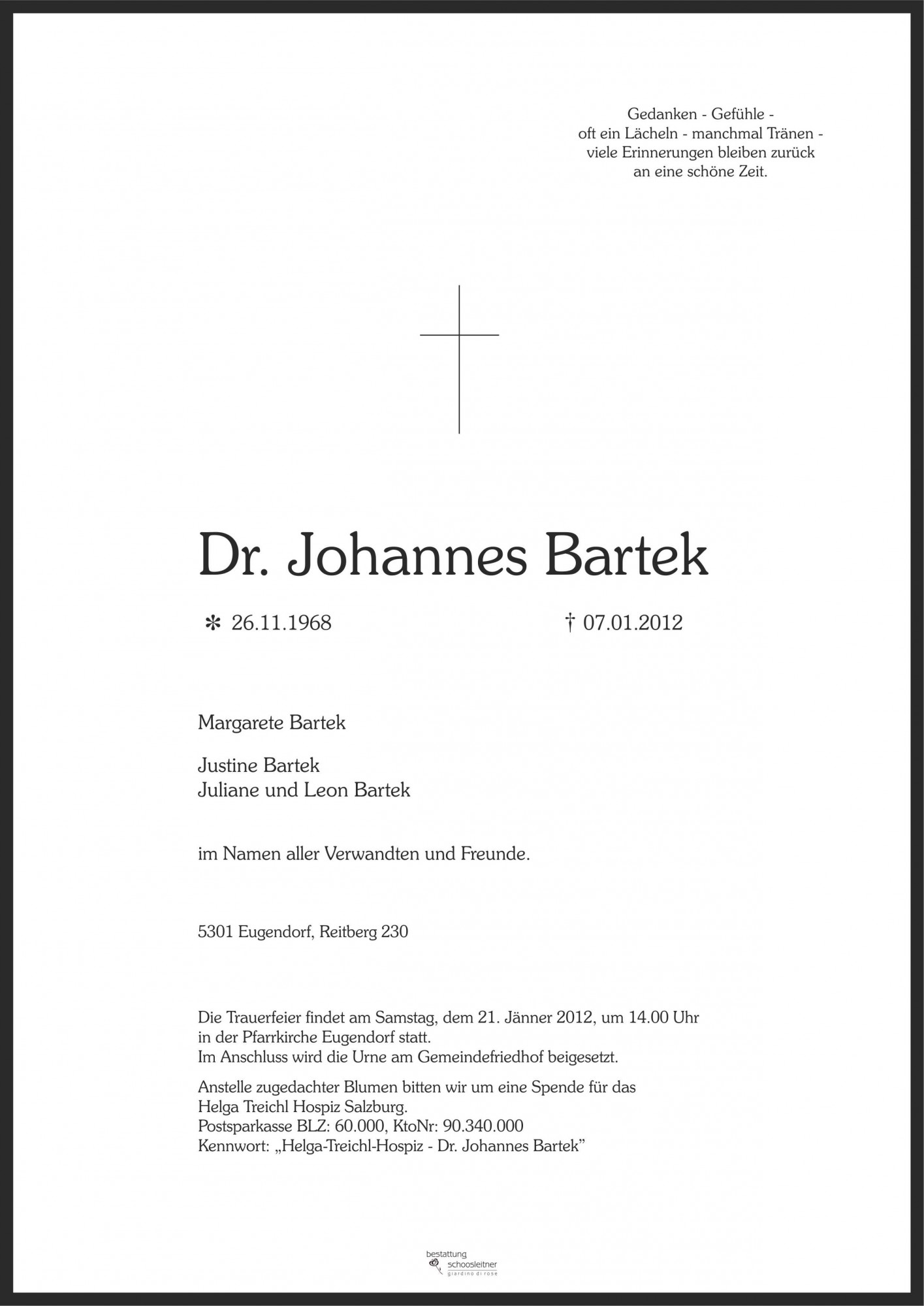 Traueranzeige von Johannes Bartek