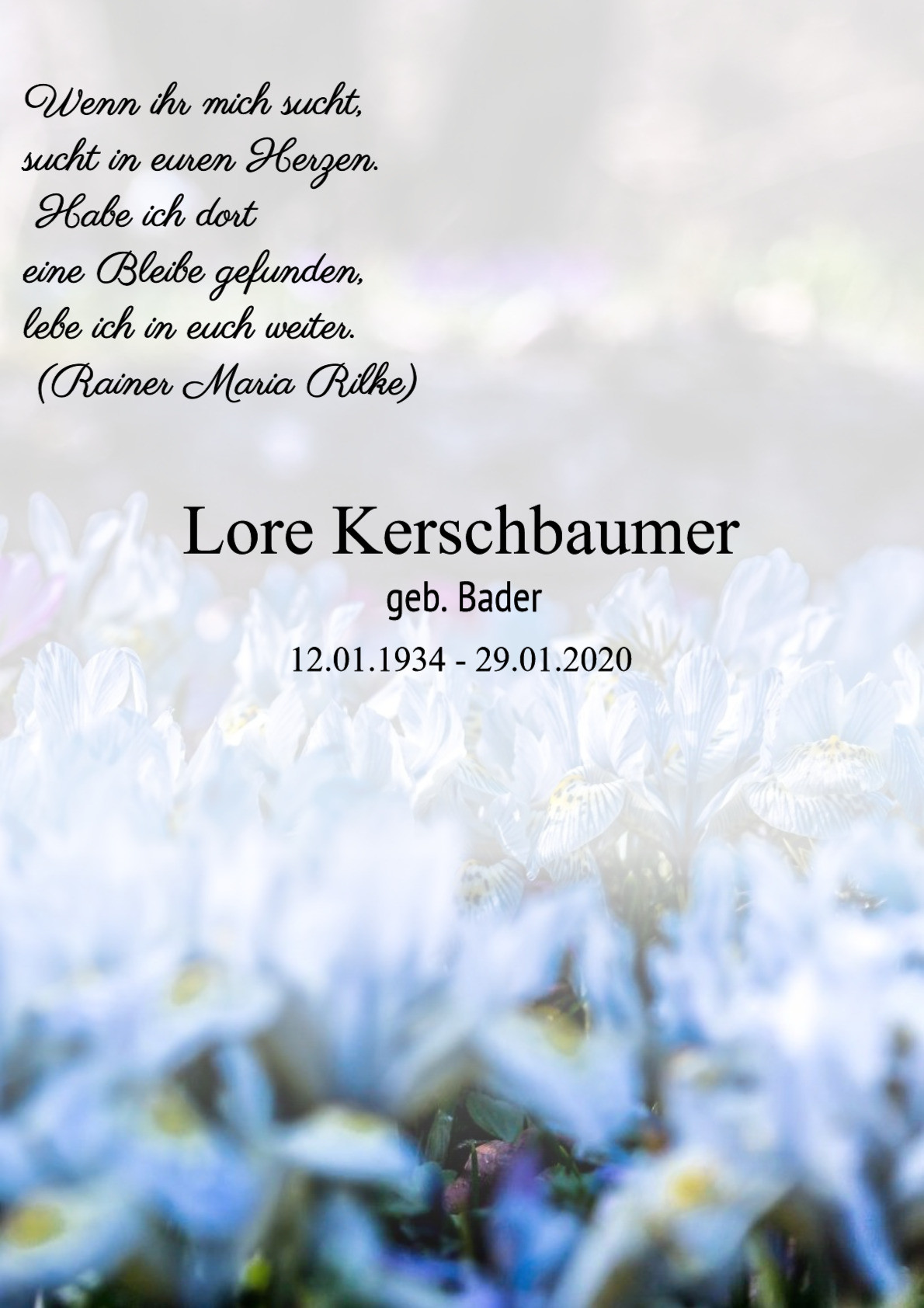 Traueranzeige von Lore Kerschbaumer