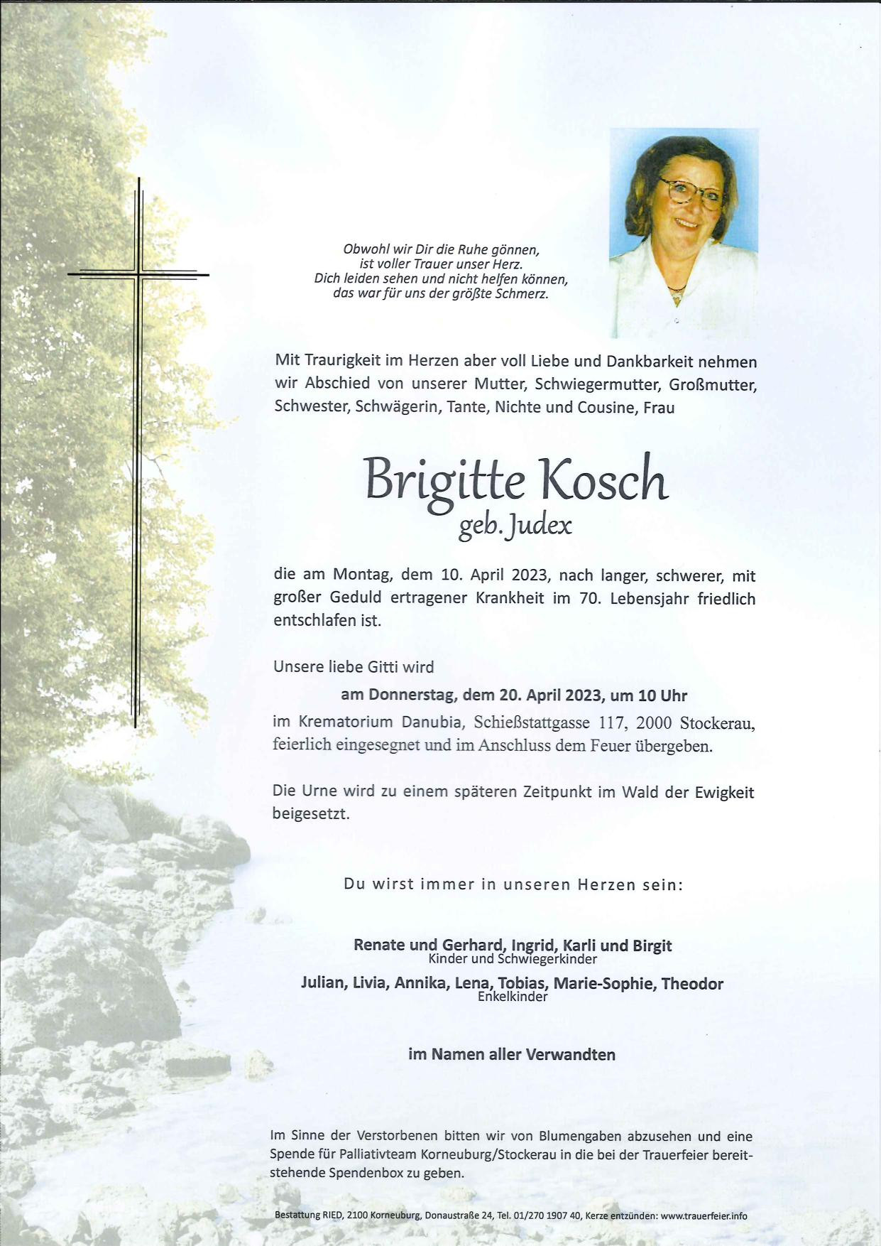 Traueranzeige von Brigitte Kosch