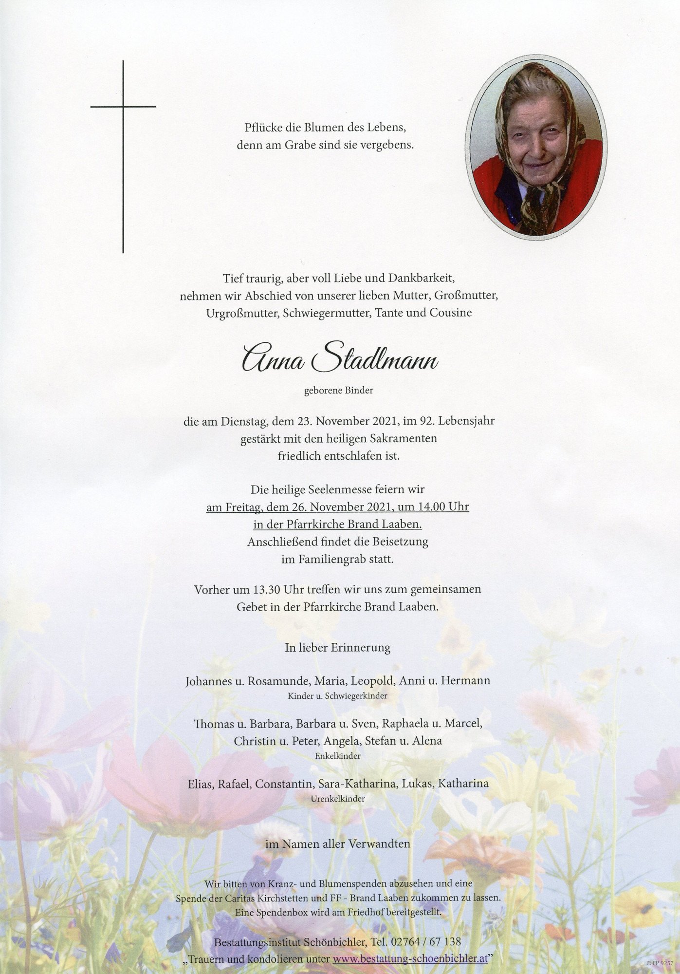 Traueranzeige von Anna Stadlmann