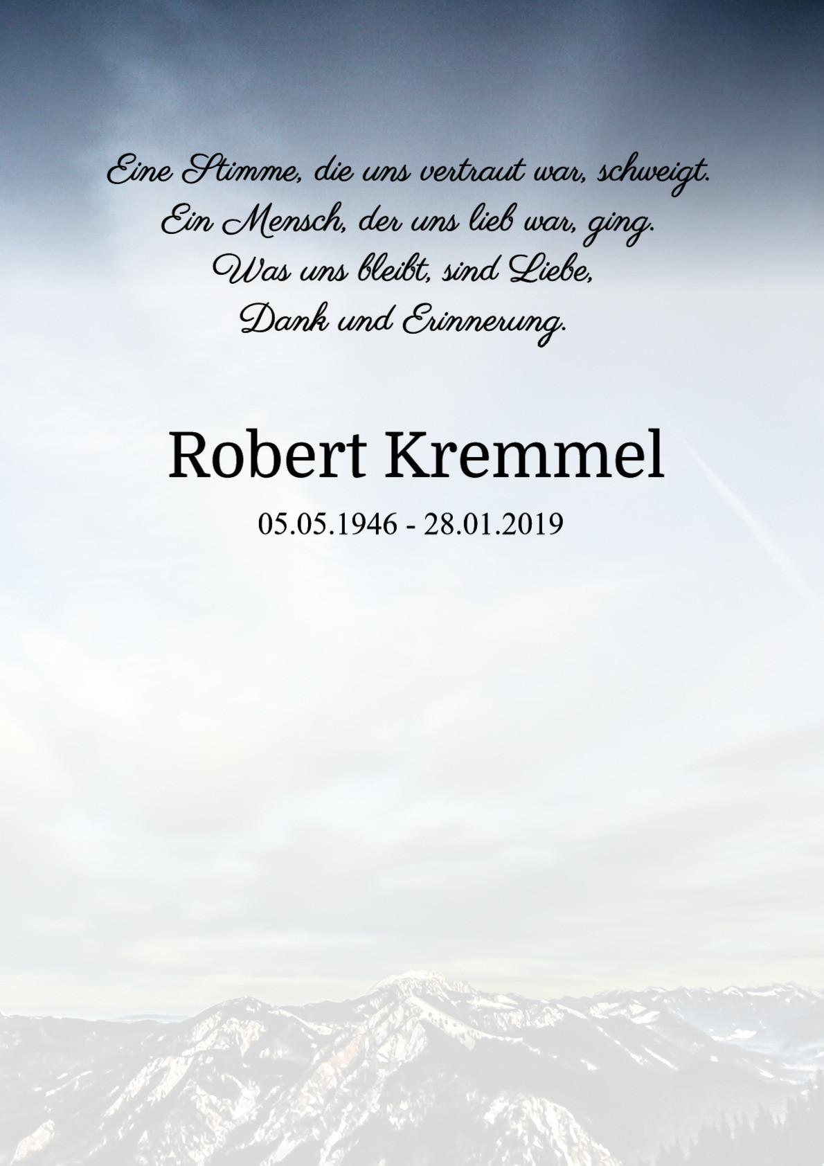 Traueranzeige von Robert Kremmel