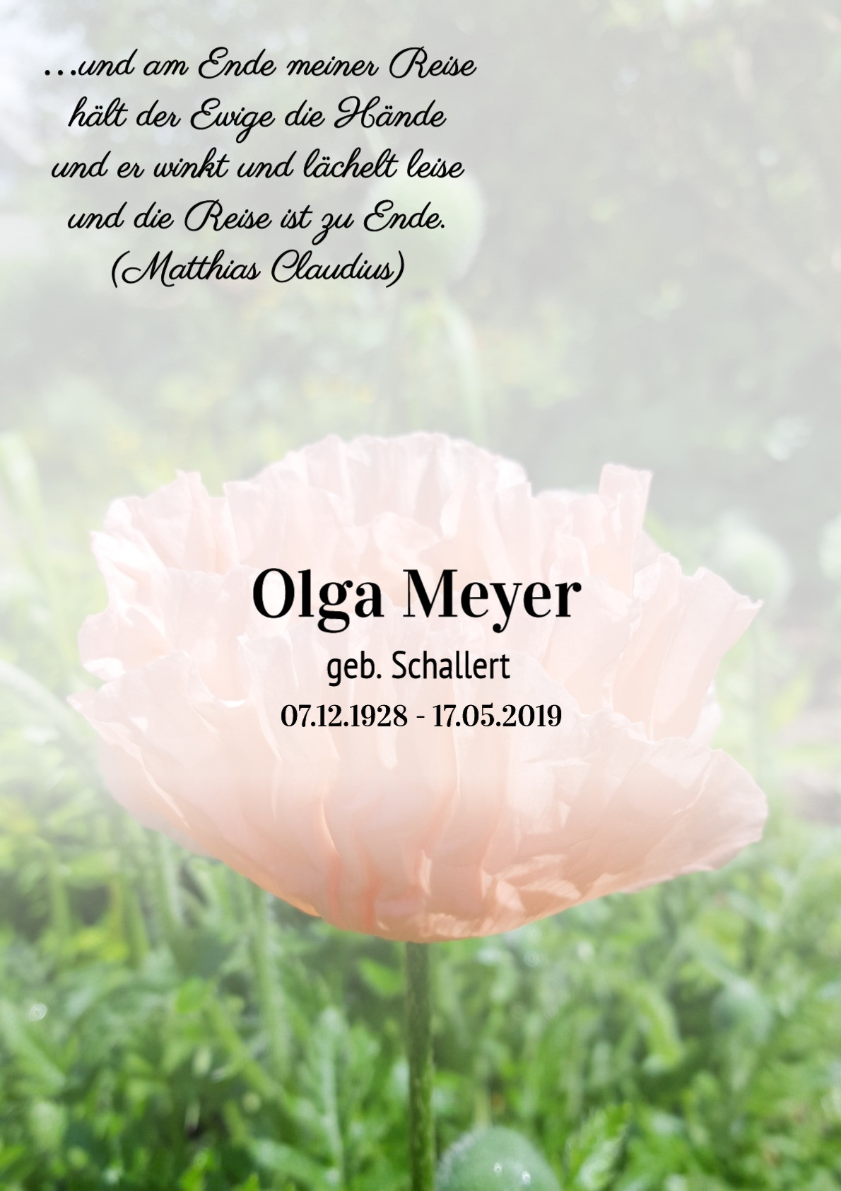 Traueranzeige von Olga Meyer