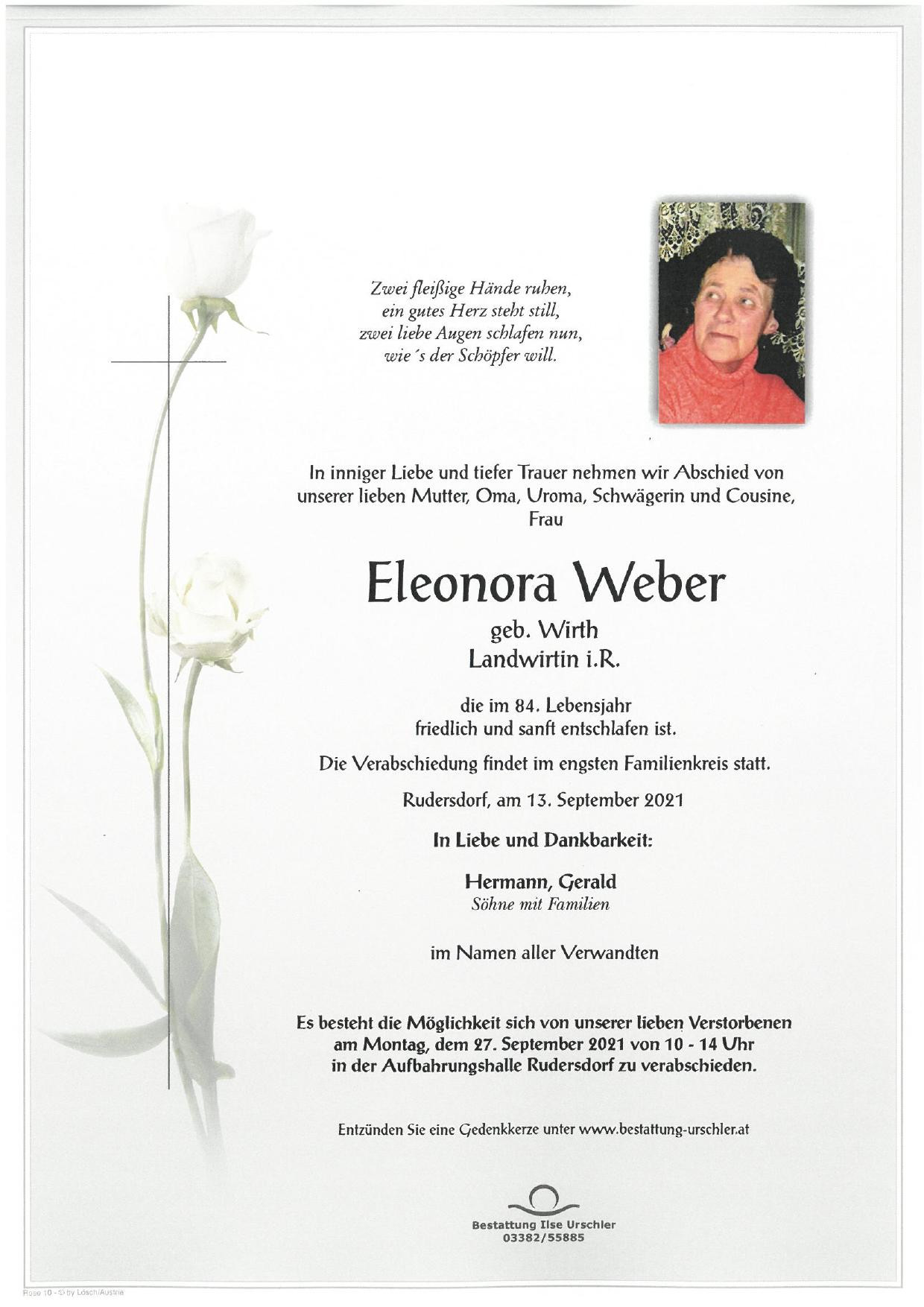 Traueranzeige von Eleonora Weber