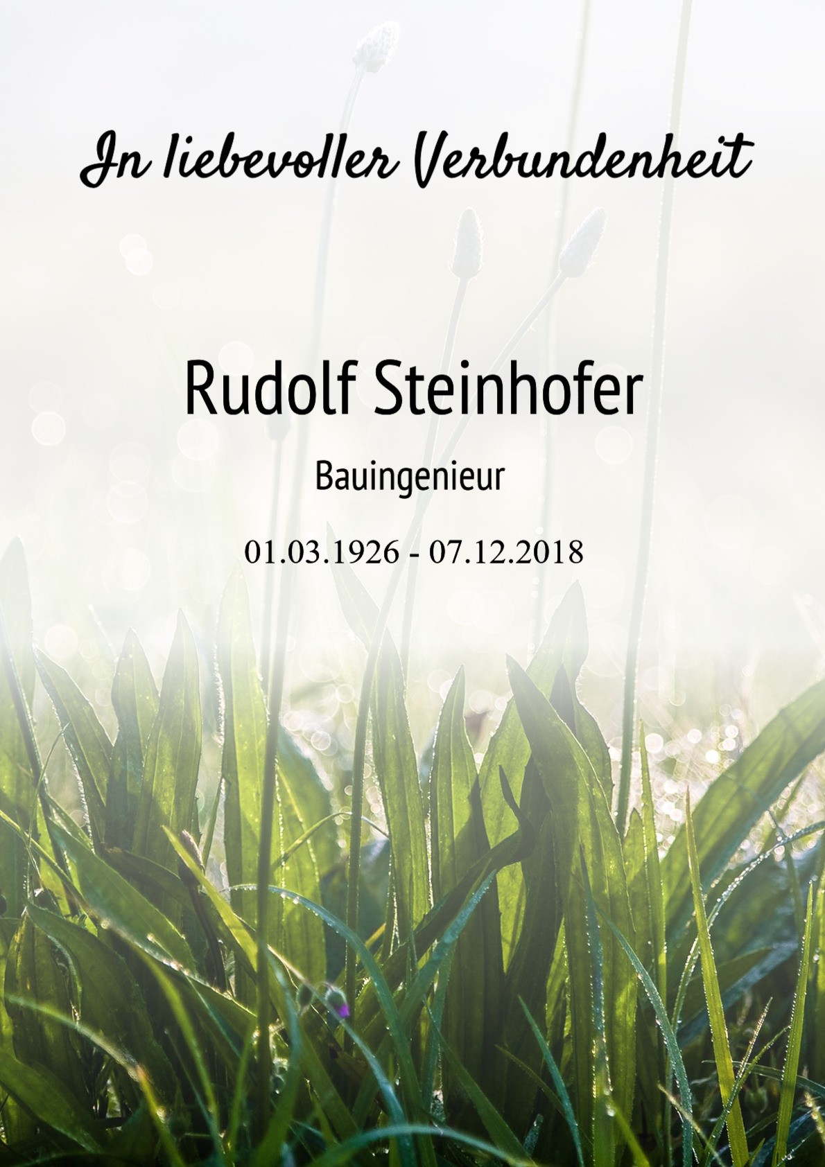 Traueranzeige von Rudolf Steinhofer