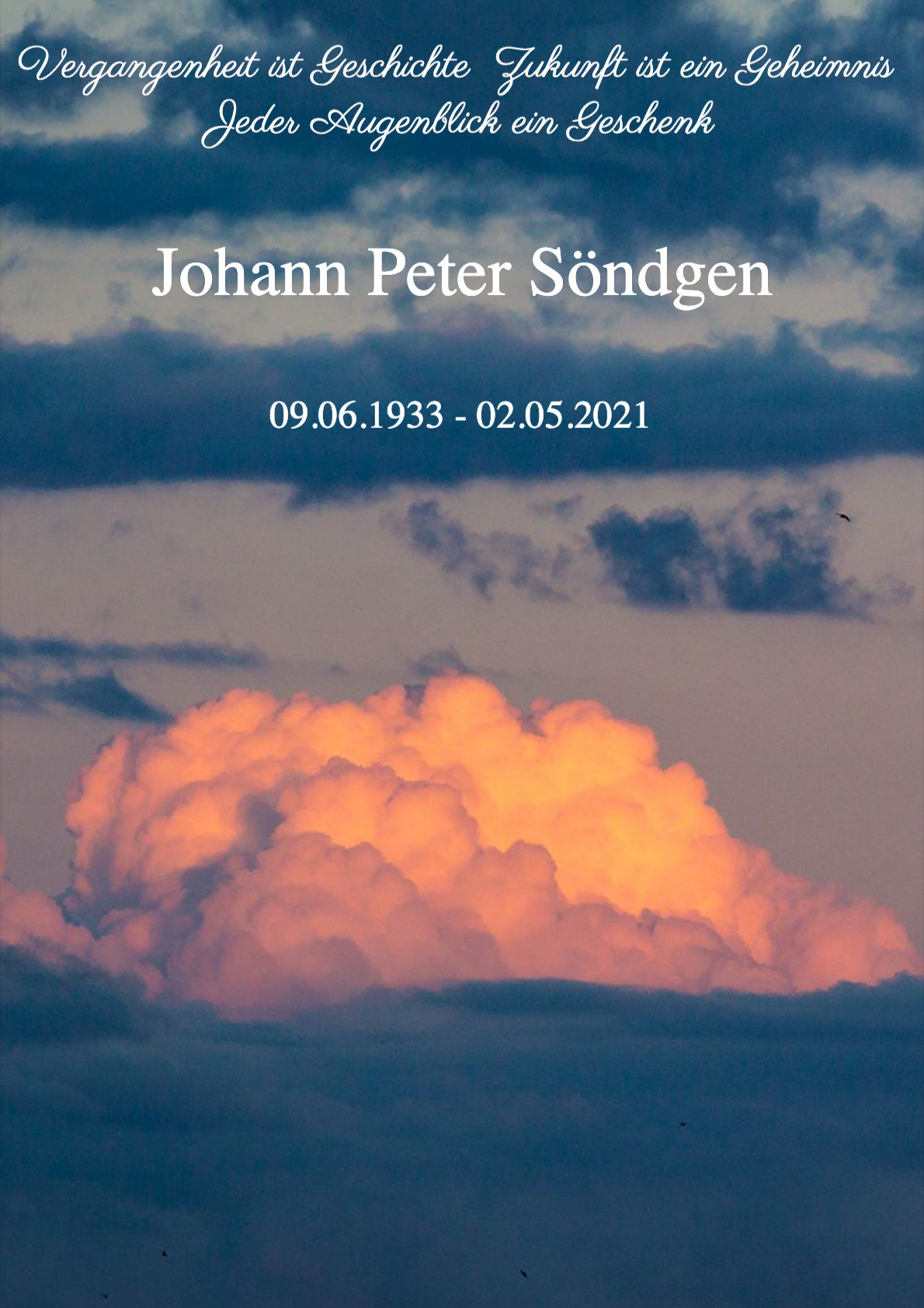 Traueranzeige von Johann Peter Söndgen