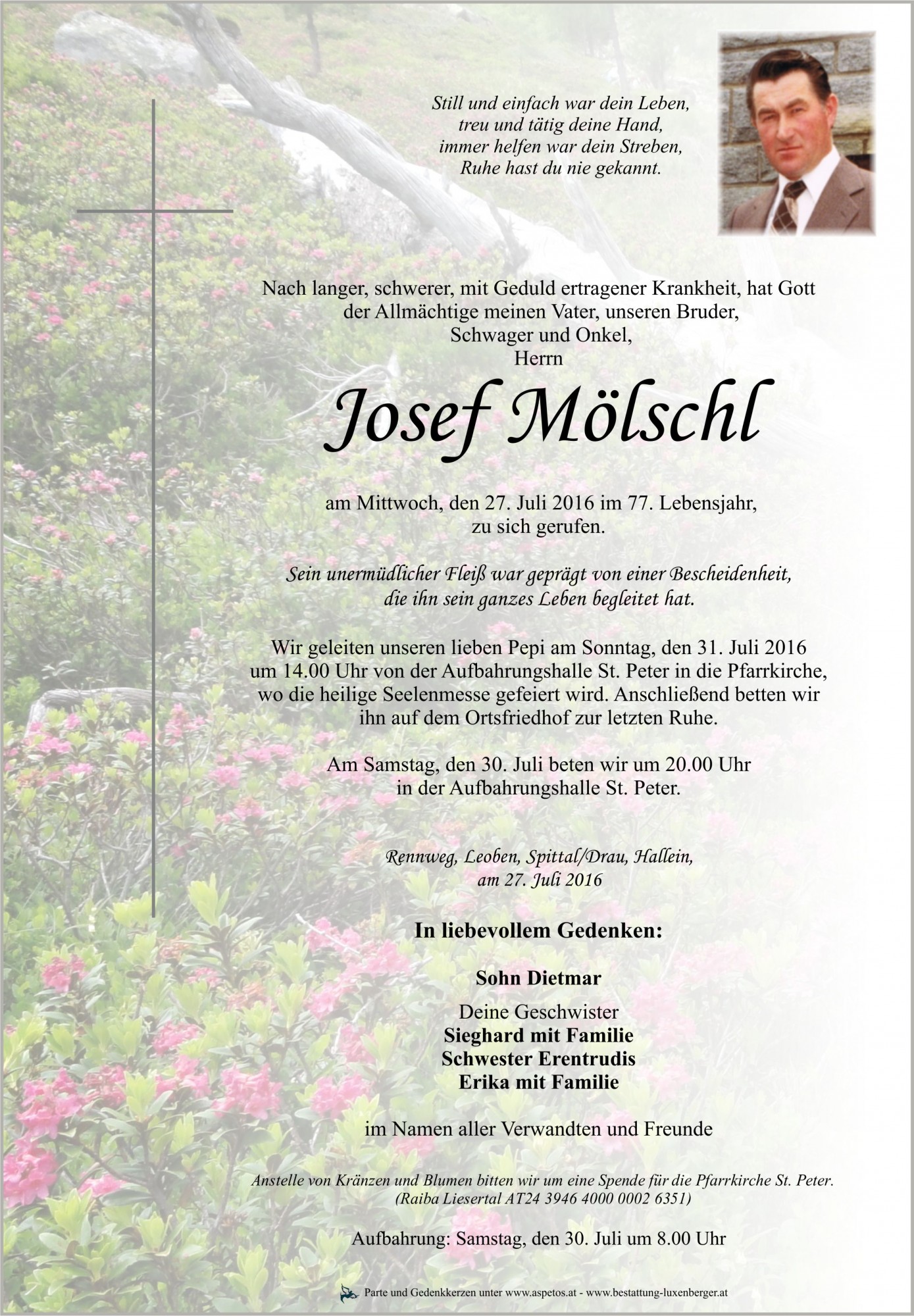 Traueranzeige von Josef Mölschl