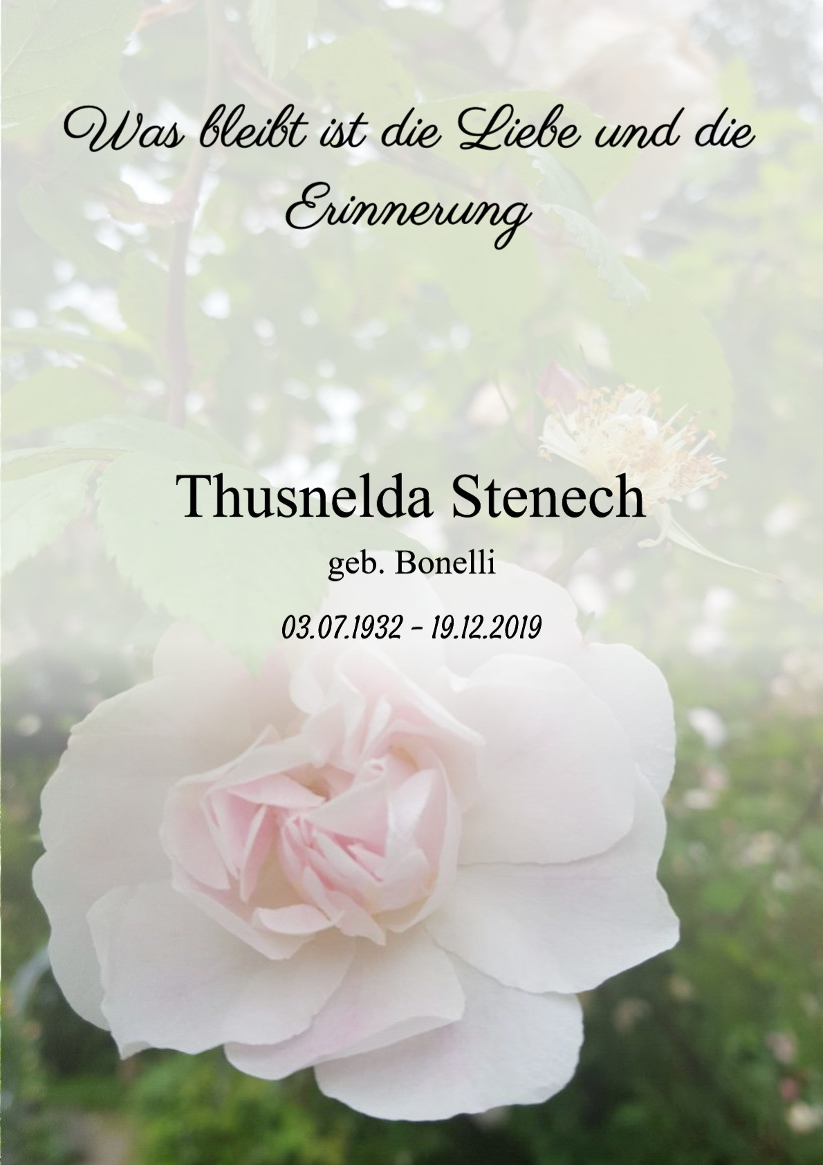 Traueranzeige von Thusnelda Stenech