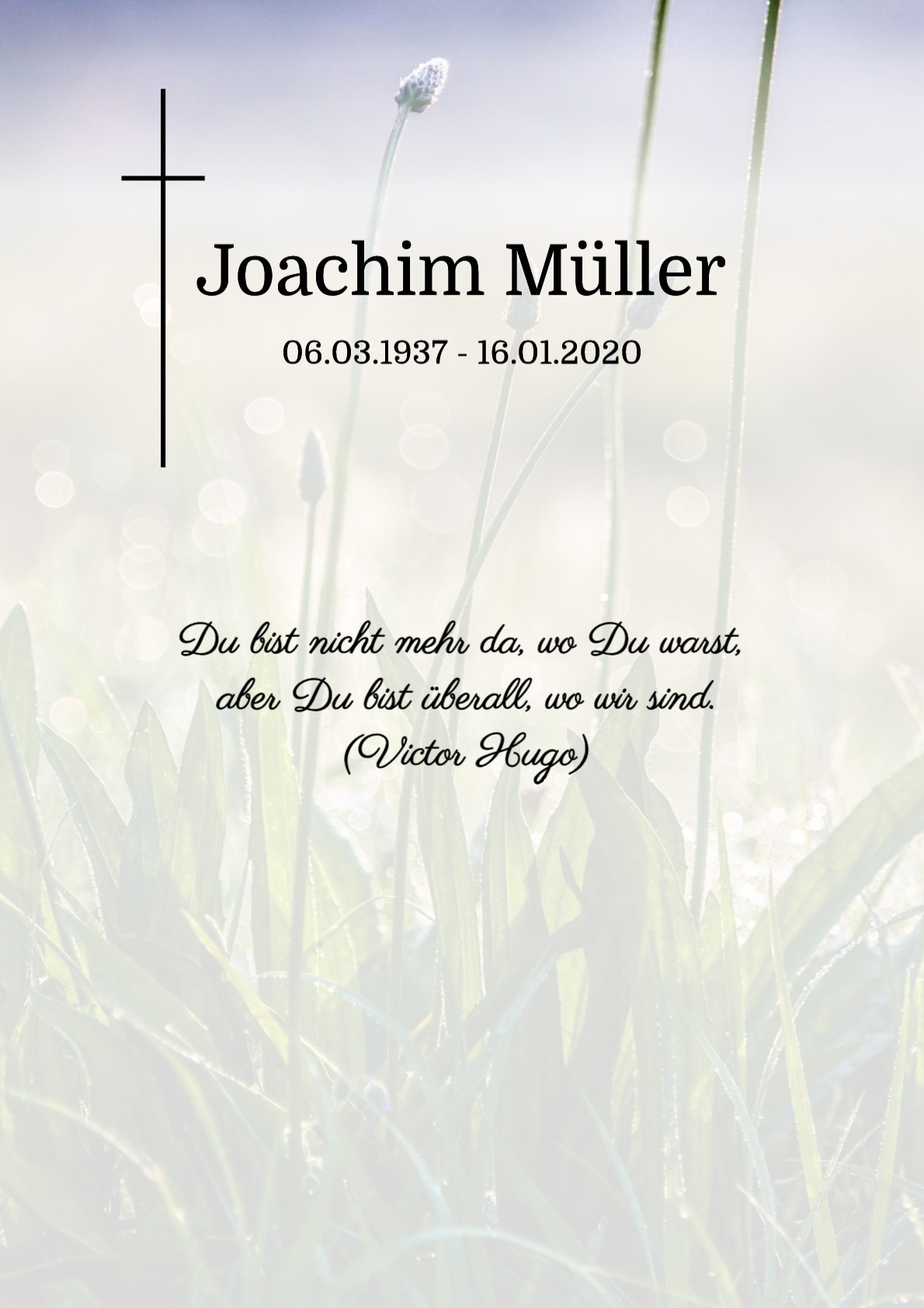 Traueranzeige von Joachim Müller