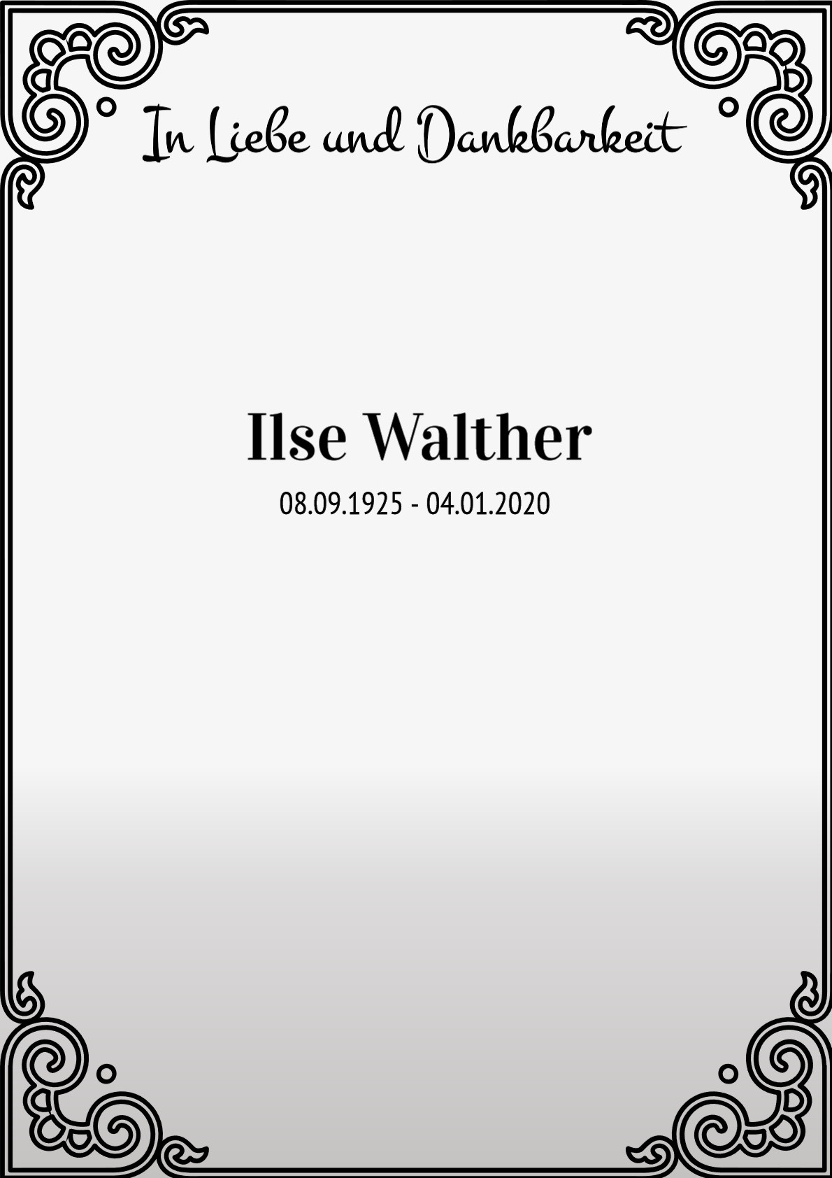 Traueranzeige von Ilse Walther