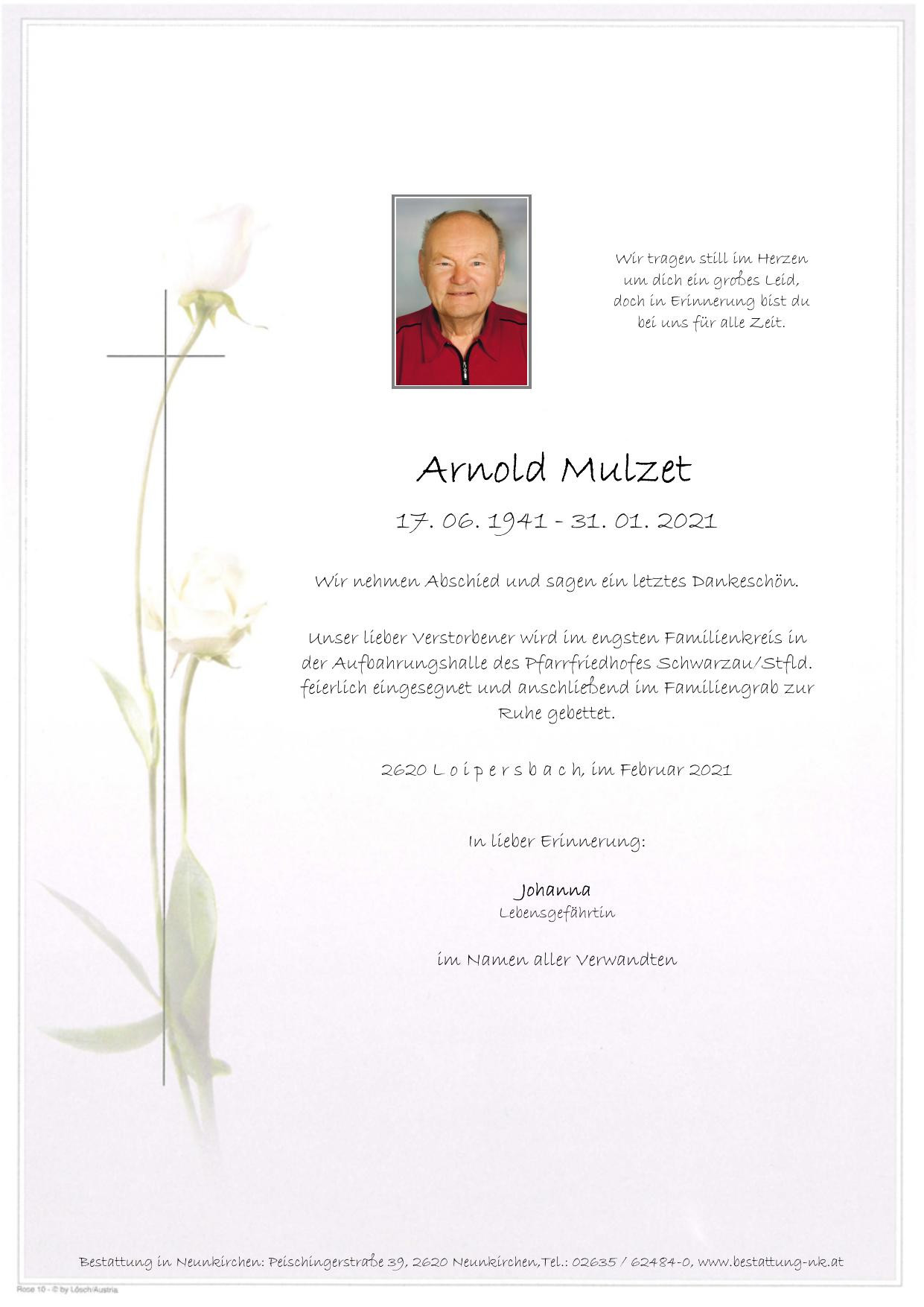 Traueranzeige von Arnold Mulzet