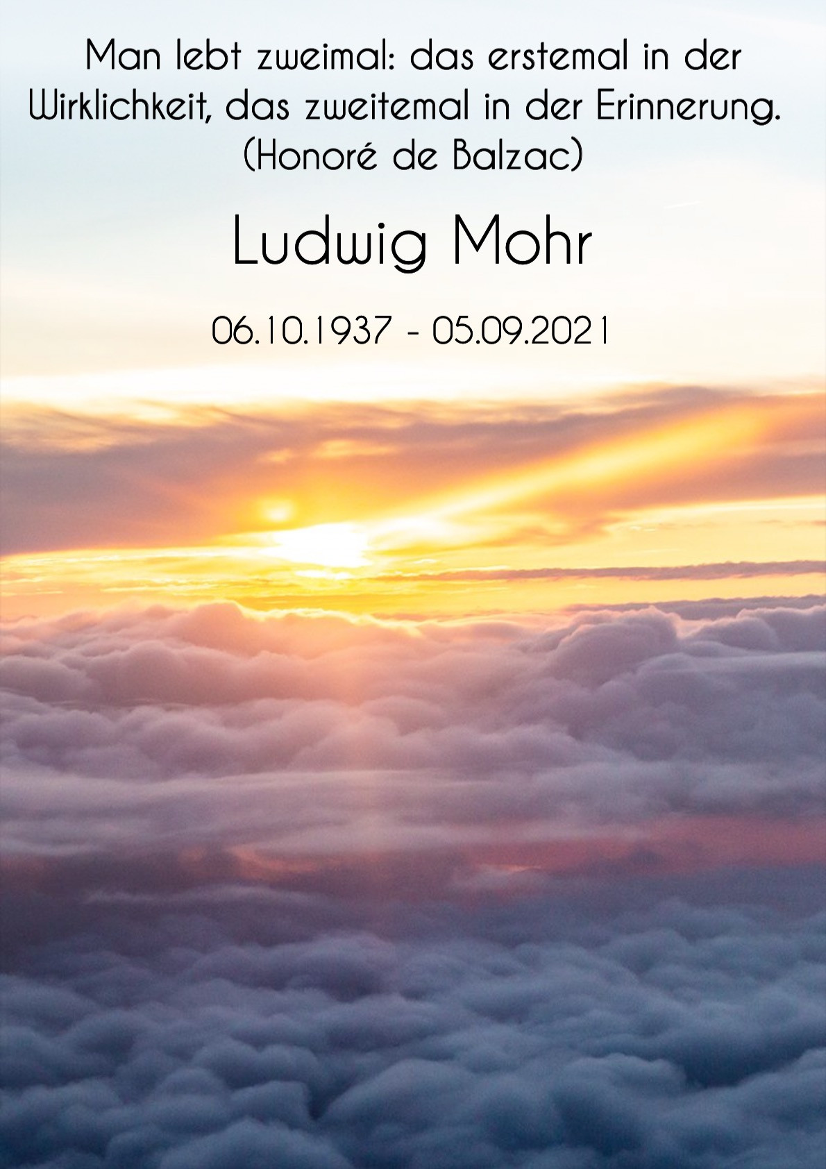Traueranzeige von Ludwig Mohr