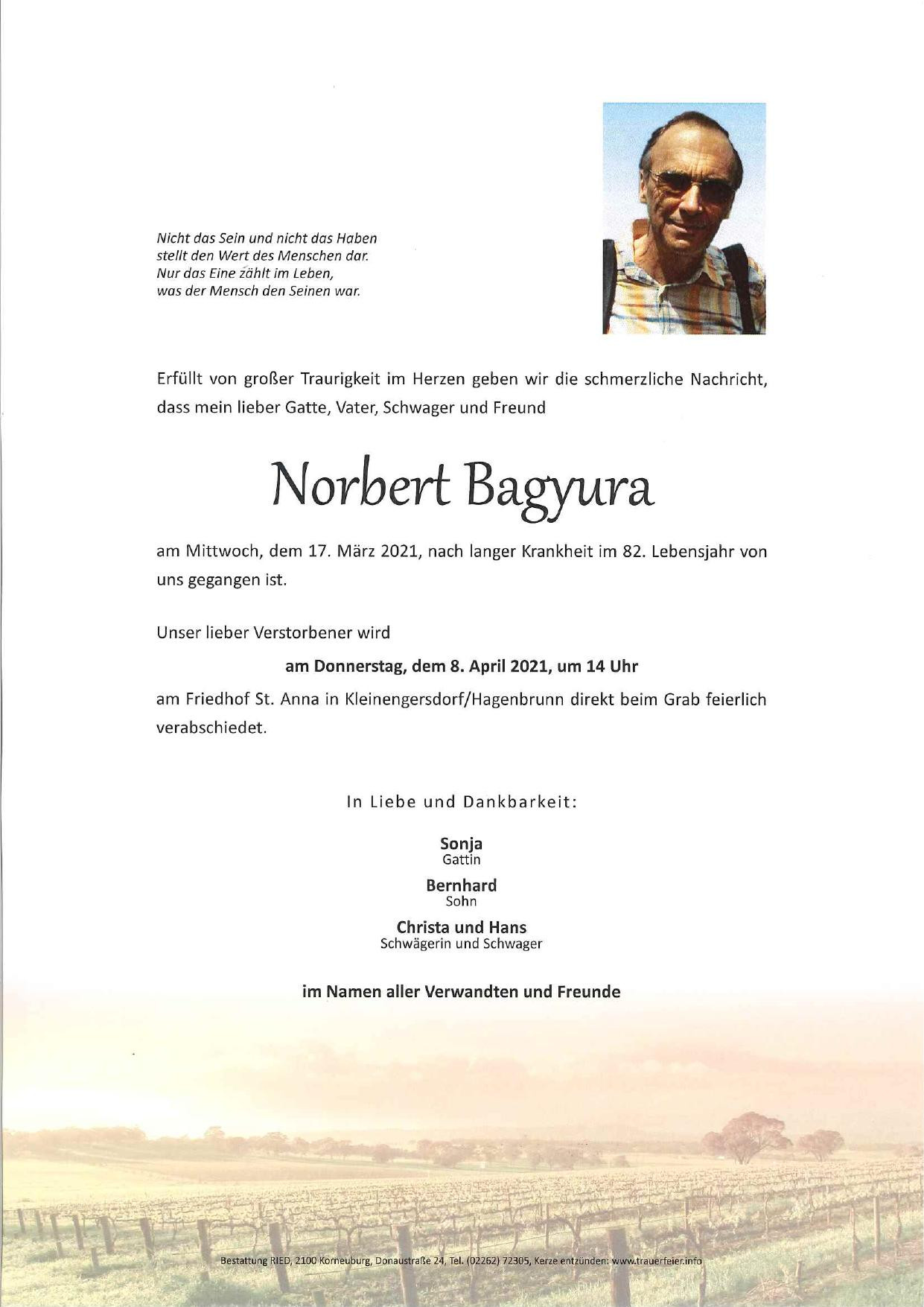 Traueranzeige von Norbert Bagyura
