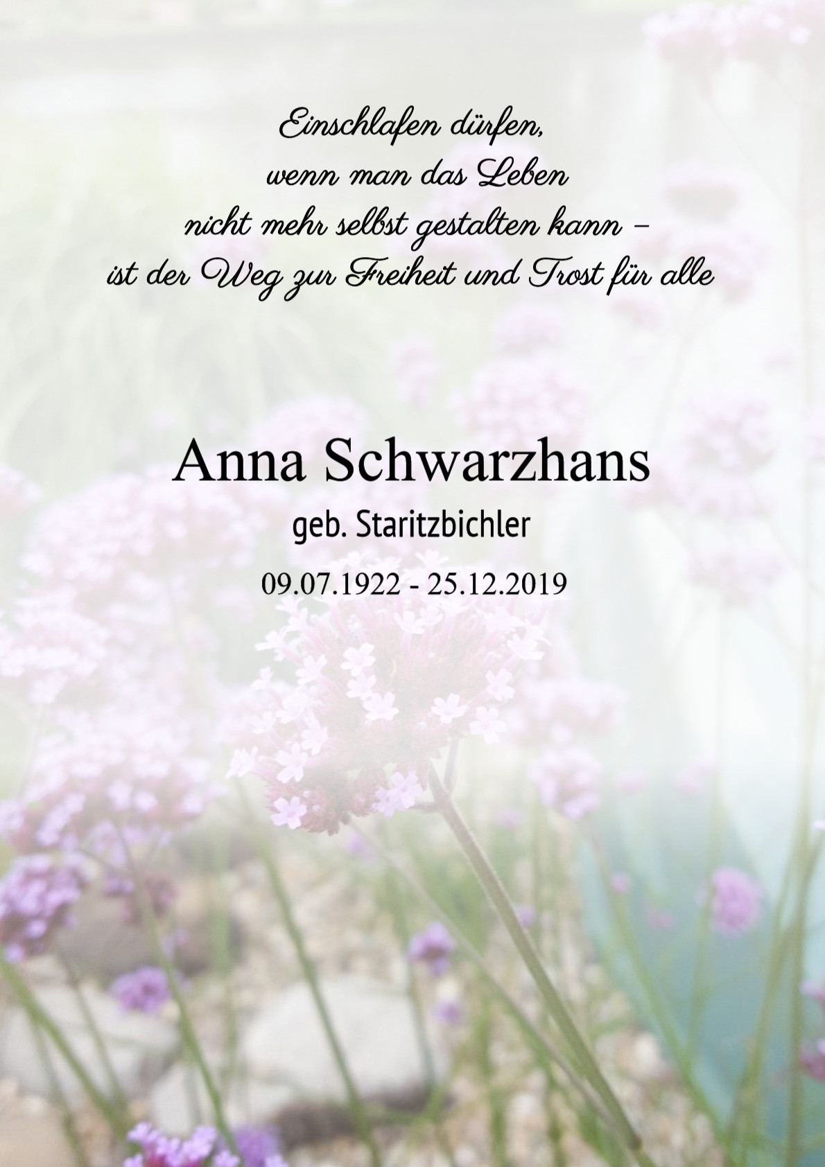 Traueranzeige von Anna Schwarzhans