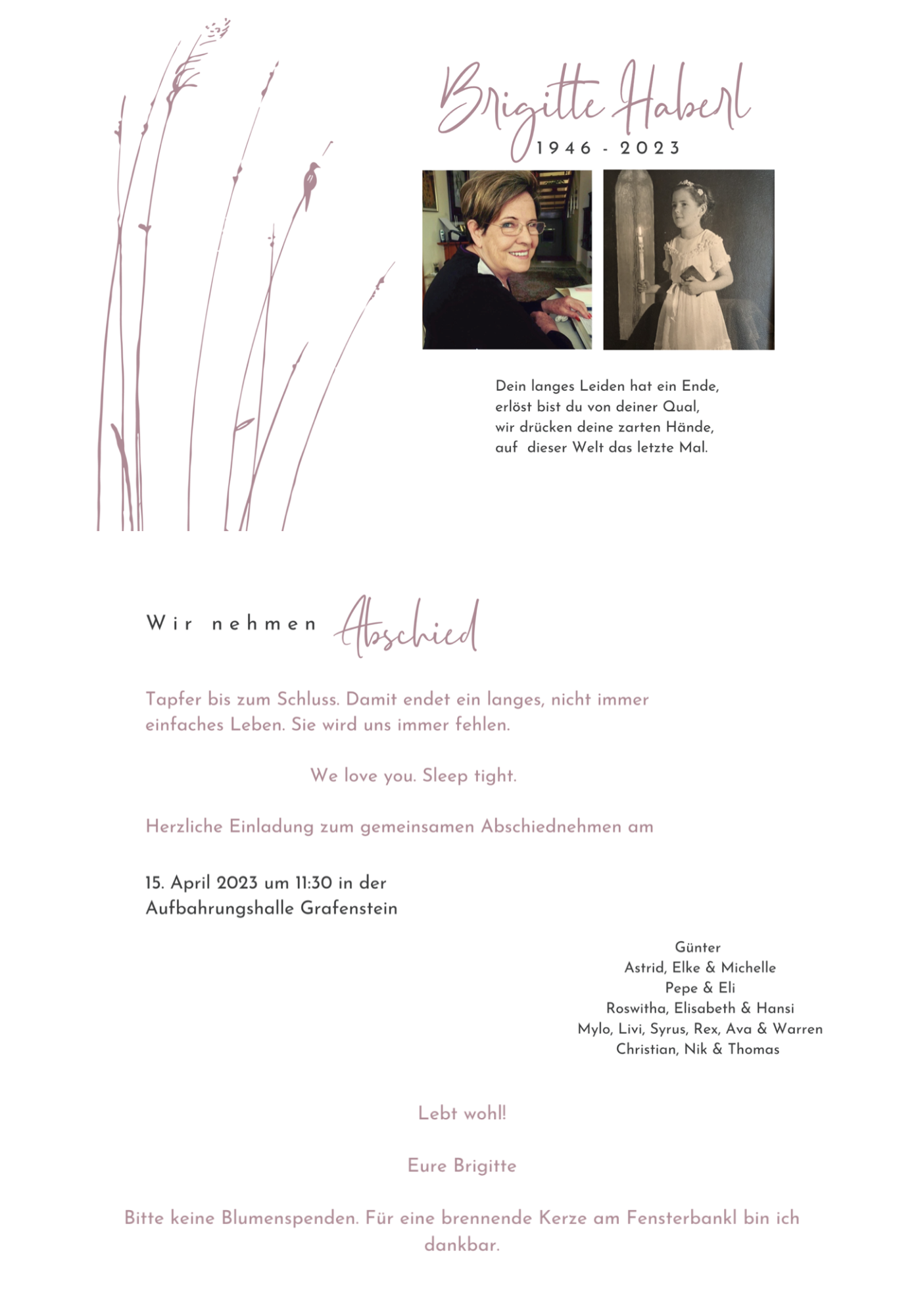 Traueranzeige von Brigitte Haberl