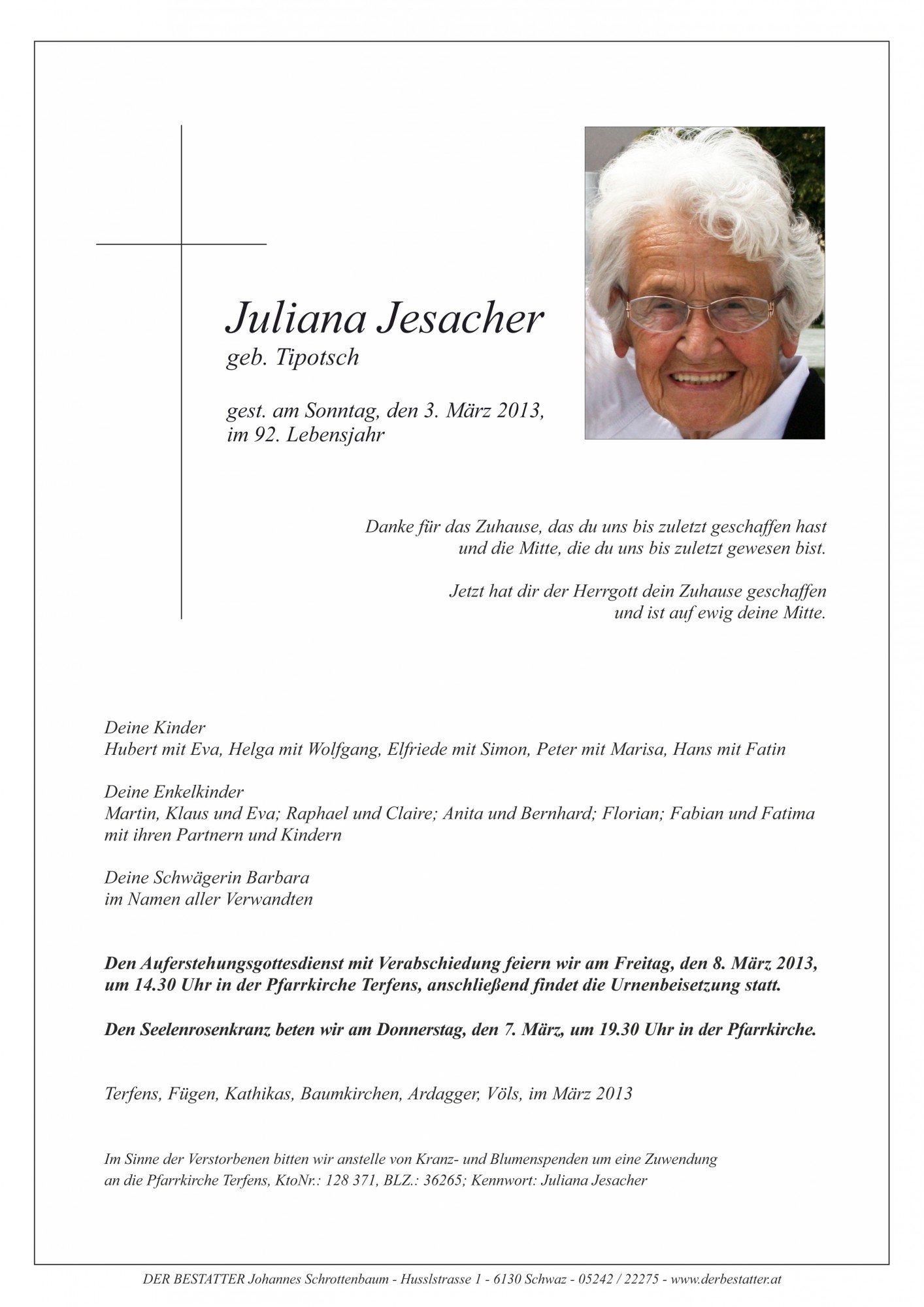 Traueranzeige von Juliana Jesacher