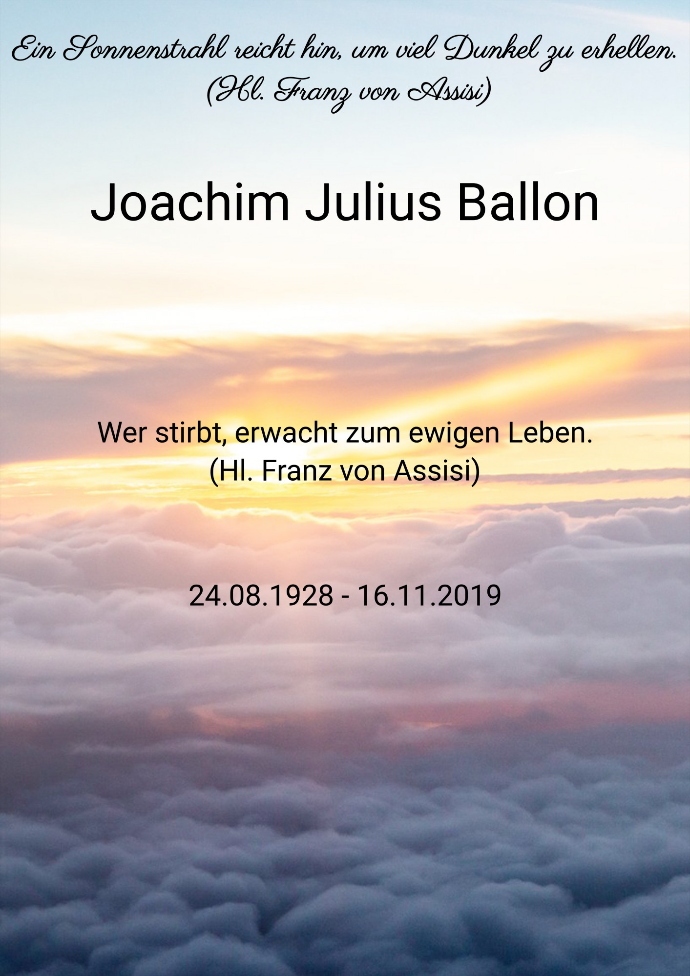 Traueranzeige von Joachim J. Ballon