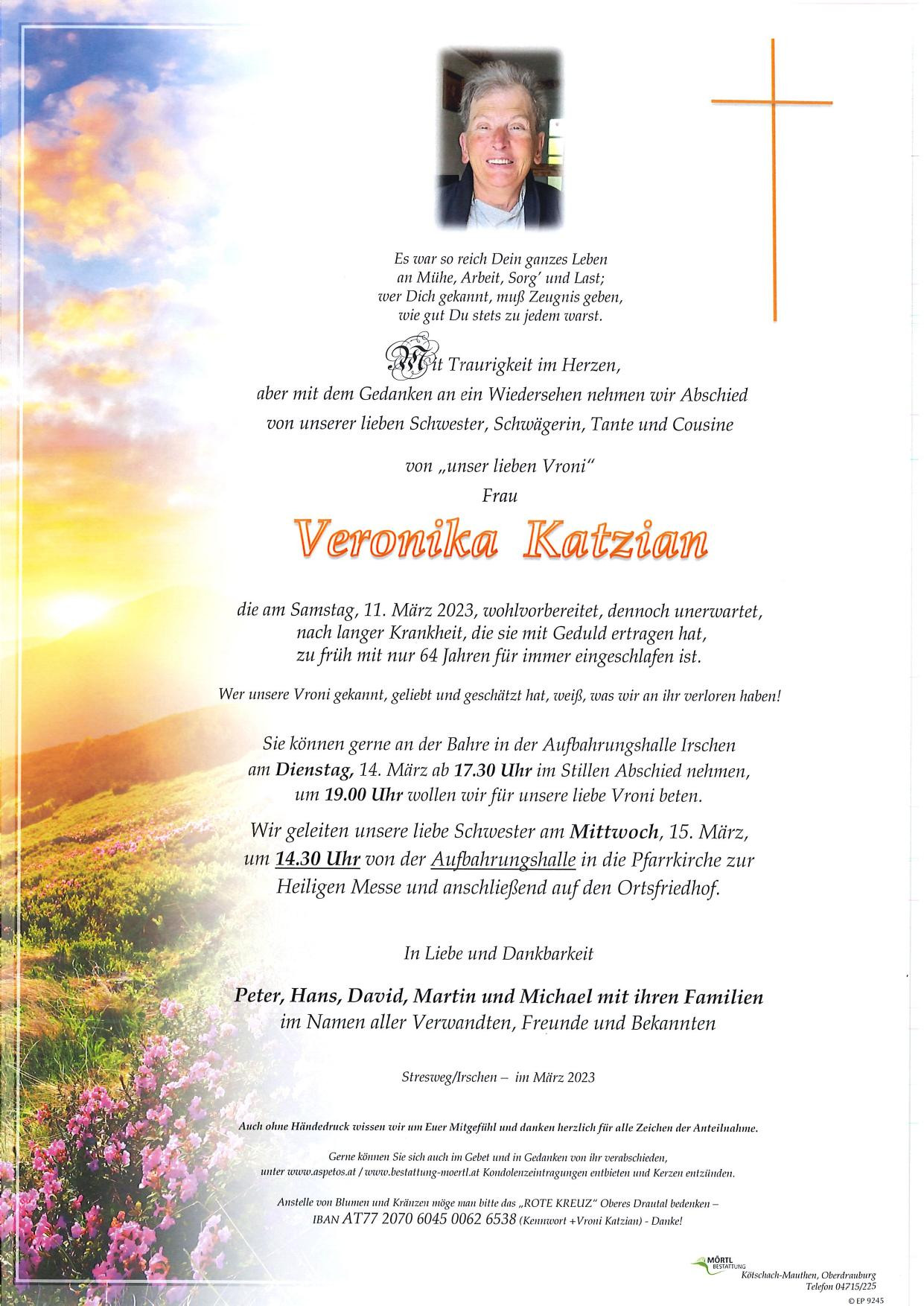 Traueranzeige von Veronika Katzian