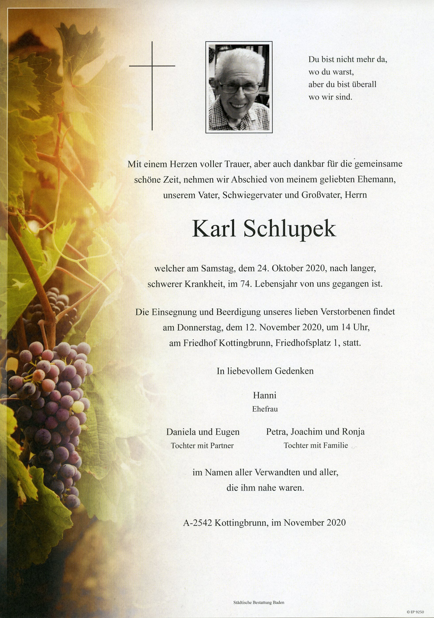 Traueranzeige von Karl Schlupek