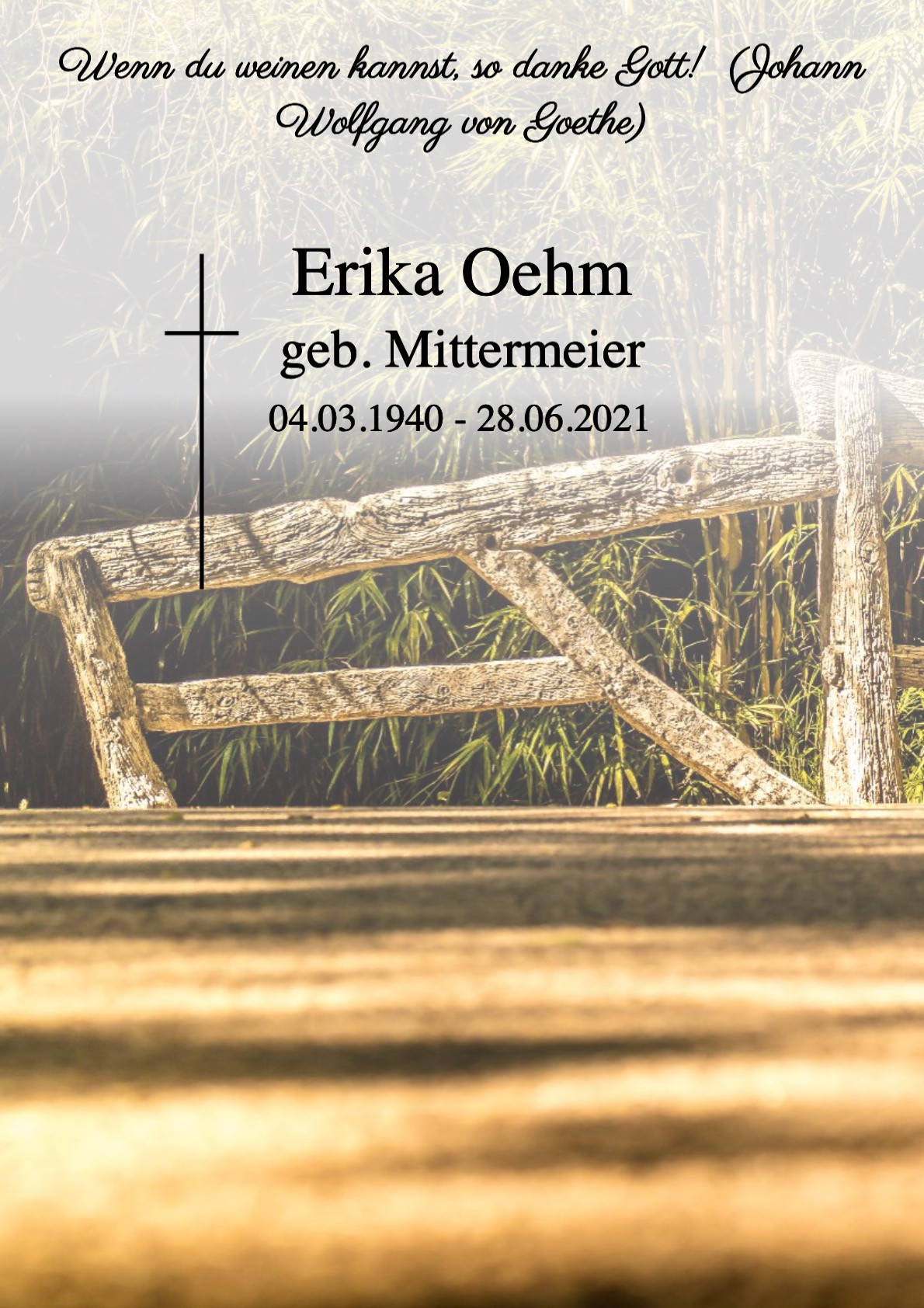 Traueranzeige von Erika Oehm