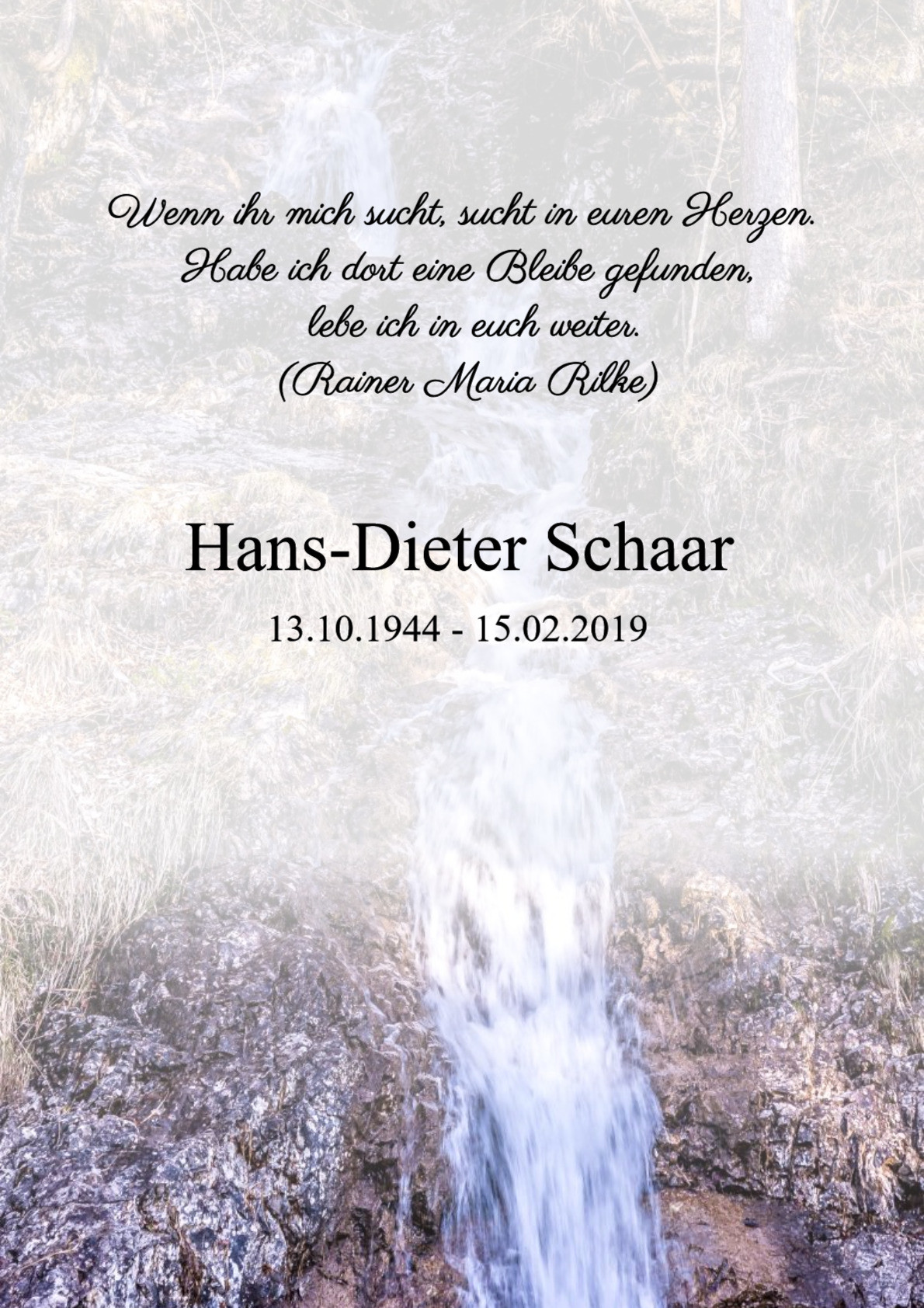 Traueranzeige von Hans-Dieter Schaar