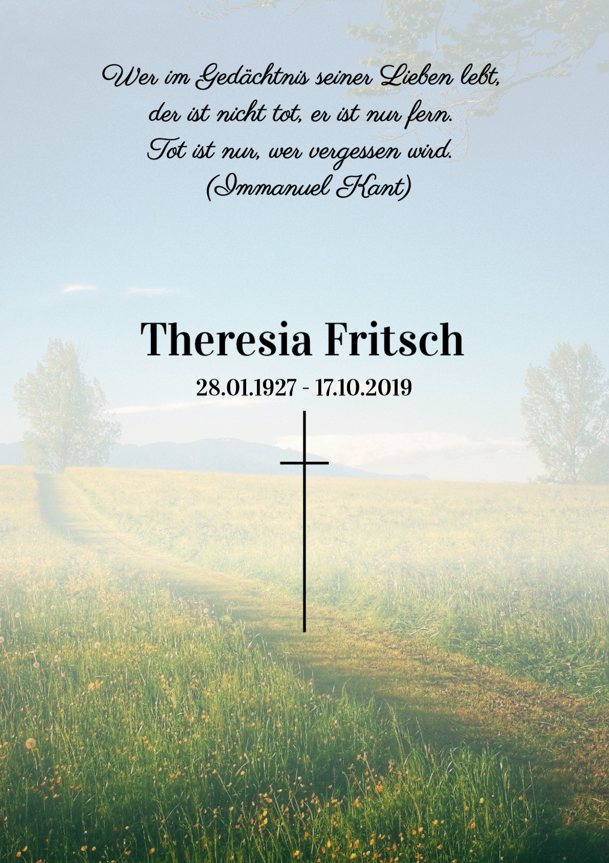 Traueranzeige von Theresia Fritsch