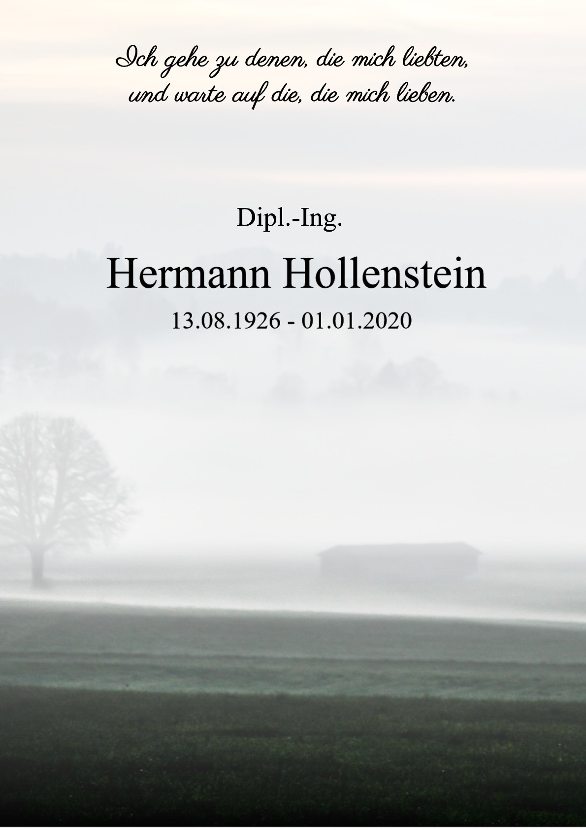 Traueranzeige von Dipl.-Ing. Hermann Hollenstein